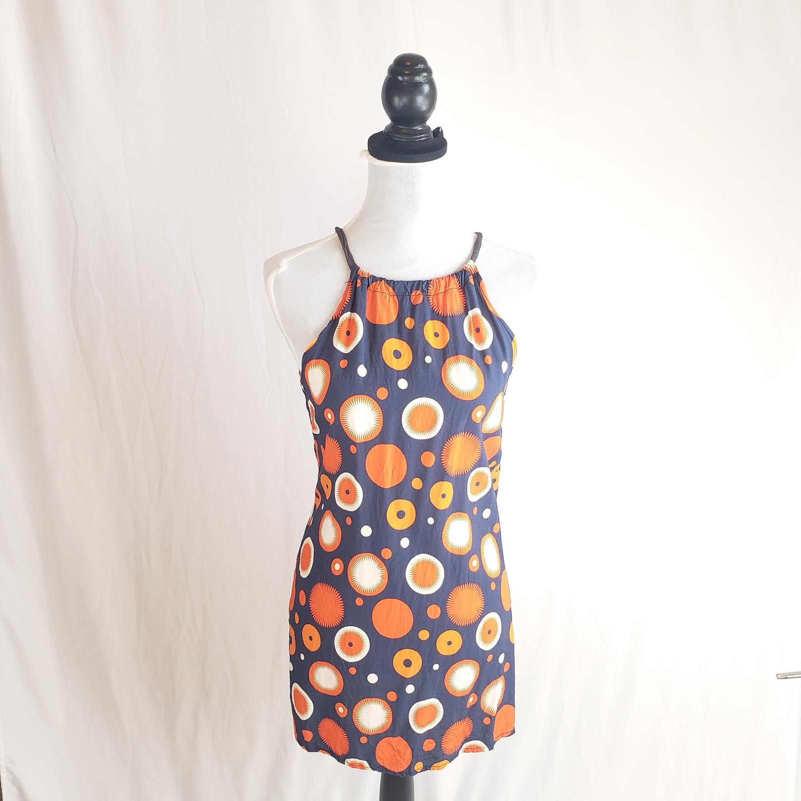 Designer Retro Halter Dress with Dot Print Size S / US 4 / IT 40 - 2 Thumbnail
