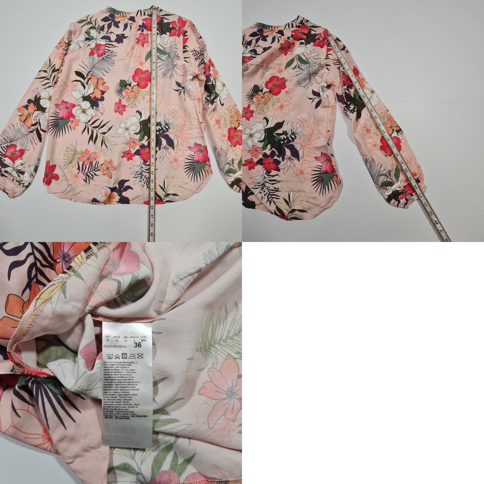 CO Betty & Co Blouse Pink Long Sleeve Henley Logo 100% Viscose Lightweight 10 UK Womens Shirt Regular Floral Size L / US 10 / IT 46 - 8 Thumbnail