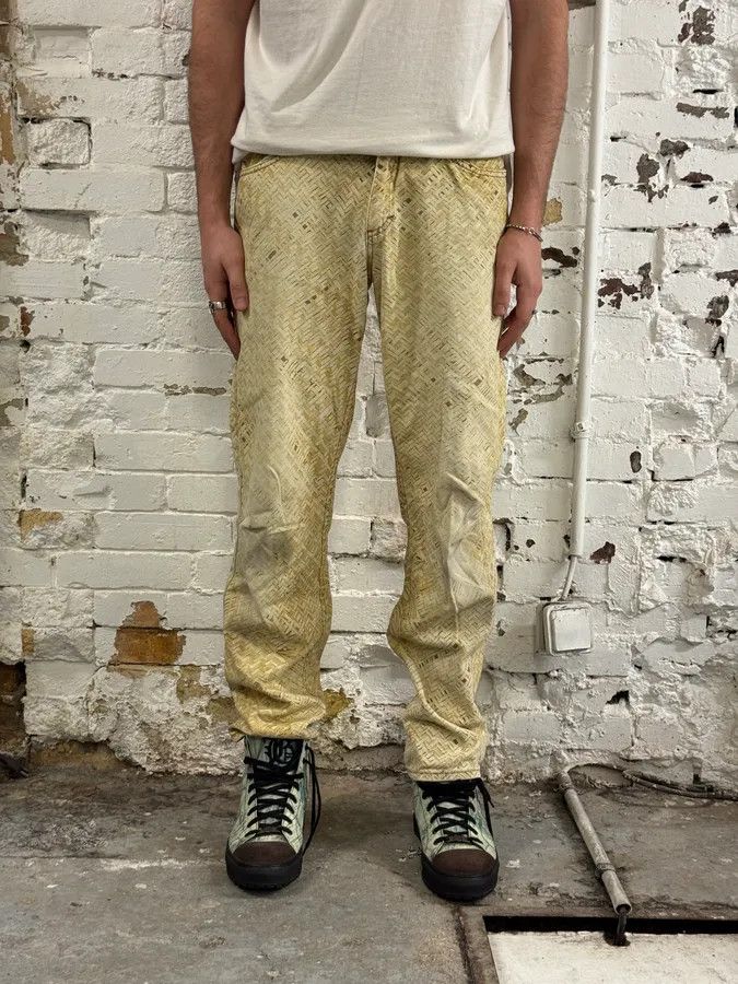 Roberto Cavalli 2000s Roberto Cavalli Wicker Basket Gradient Print Beige Pants Size US 31 - 2 Thumbnail
