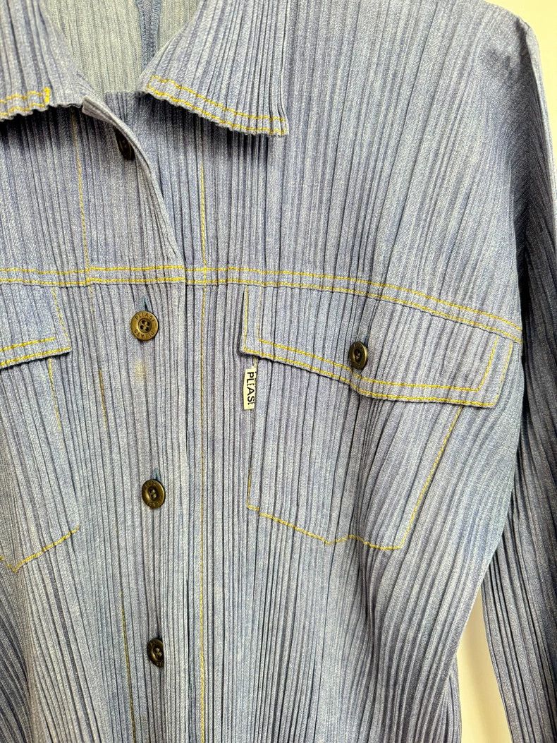 Issey Miyake issey miyake size:3 Pleated washed denim shirt Size XXS / US 00 / IT 34 - 3 Thumbnail