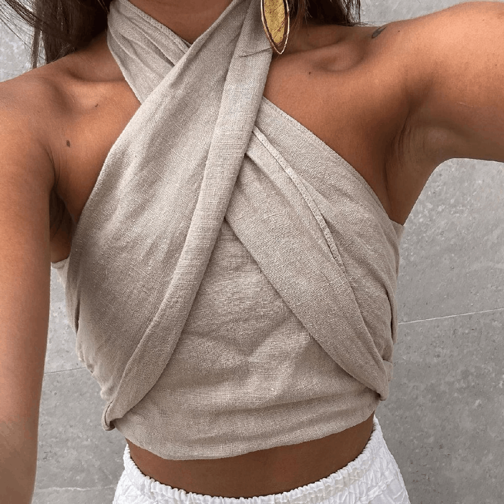 Other Women's Simple Fashion All-match Halter Linen Vest Top Size L / US 10 / IT 46 - 7 Thumbnail