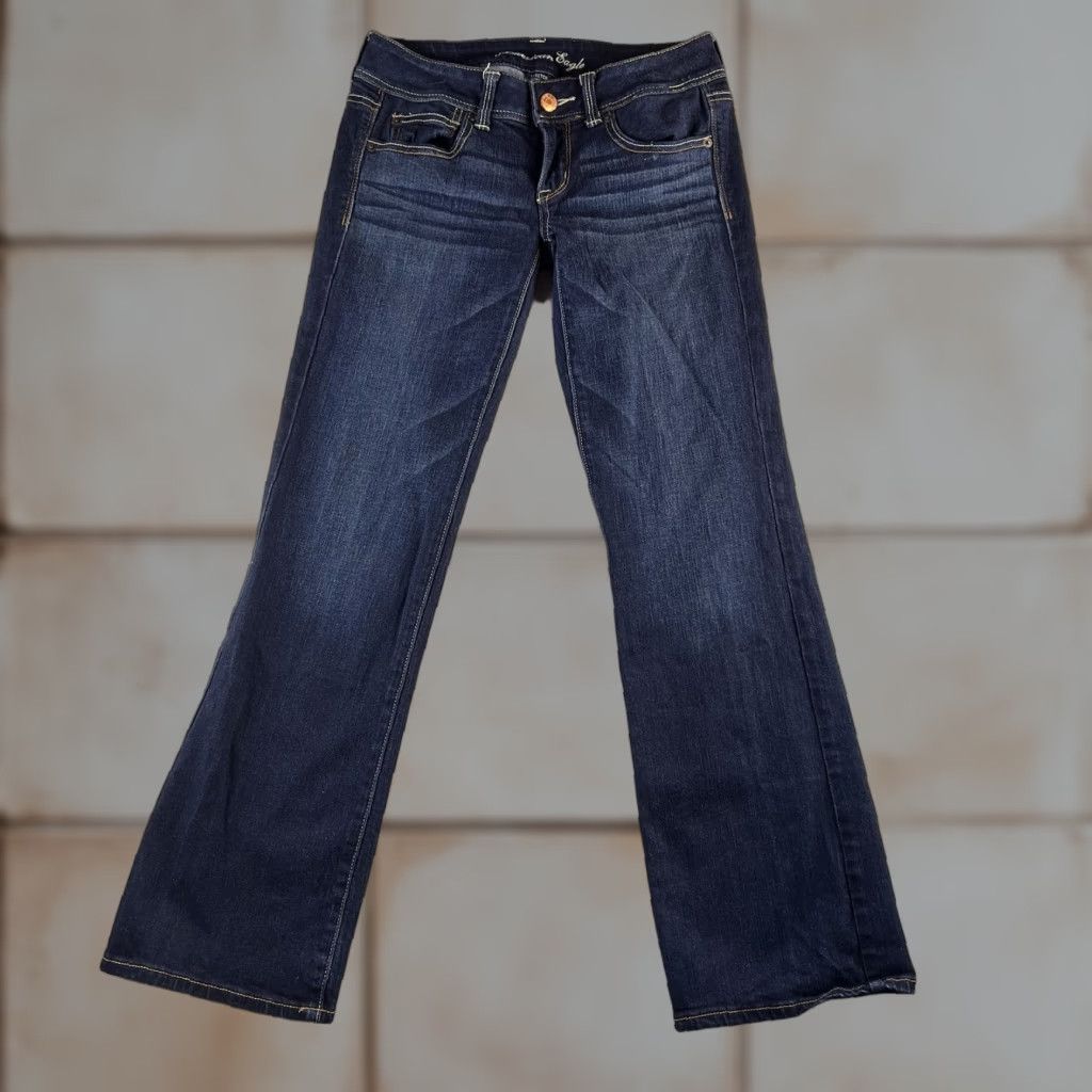 American Eagle Outfitters VINTAGE American Eagle Jeans Slim Bootcut Dark Wash Low Rise 6 Short 32x28 Womens Mens Girls Boys Size 28" / US 6 / IT 42 - 1 Thumbnail