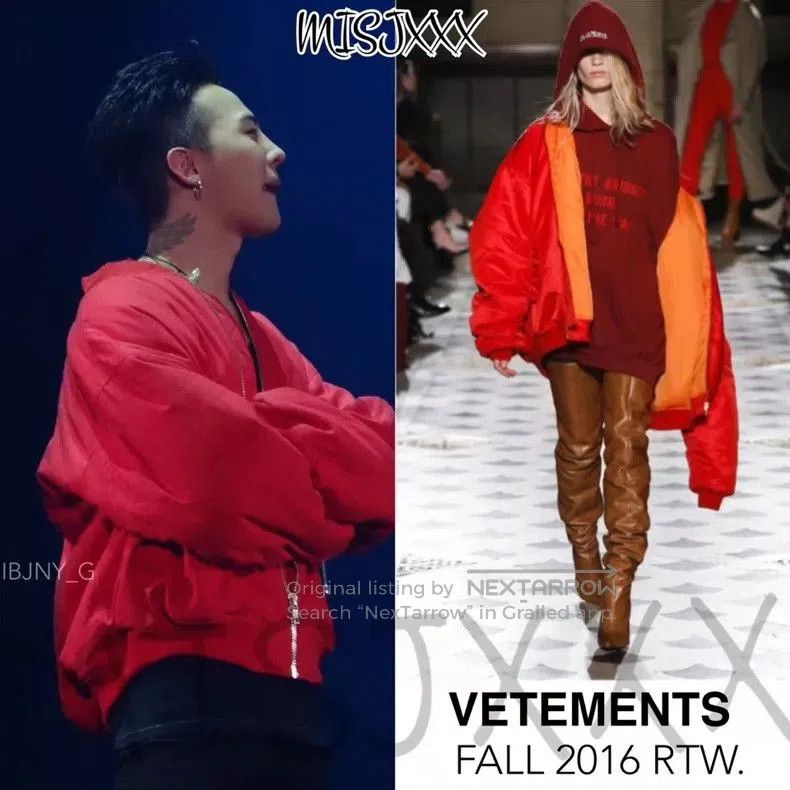 Vetements Vetements Initial Red Hooded Bomber Jacket. Size US XS / EU 42 / 0 - 8 Thumbnail