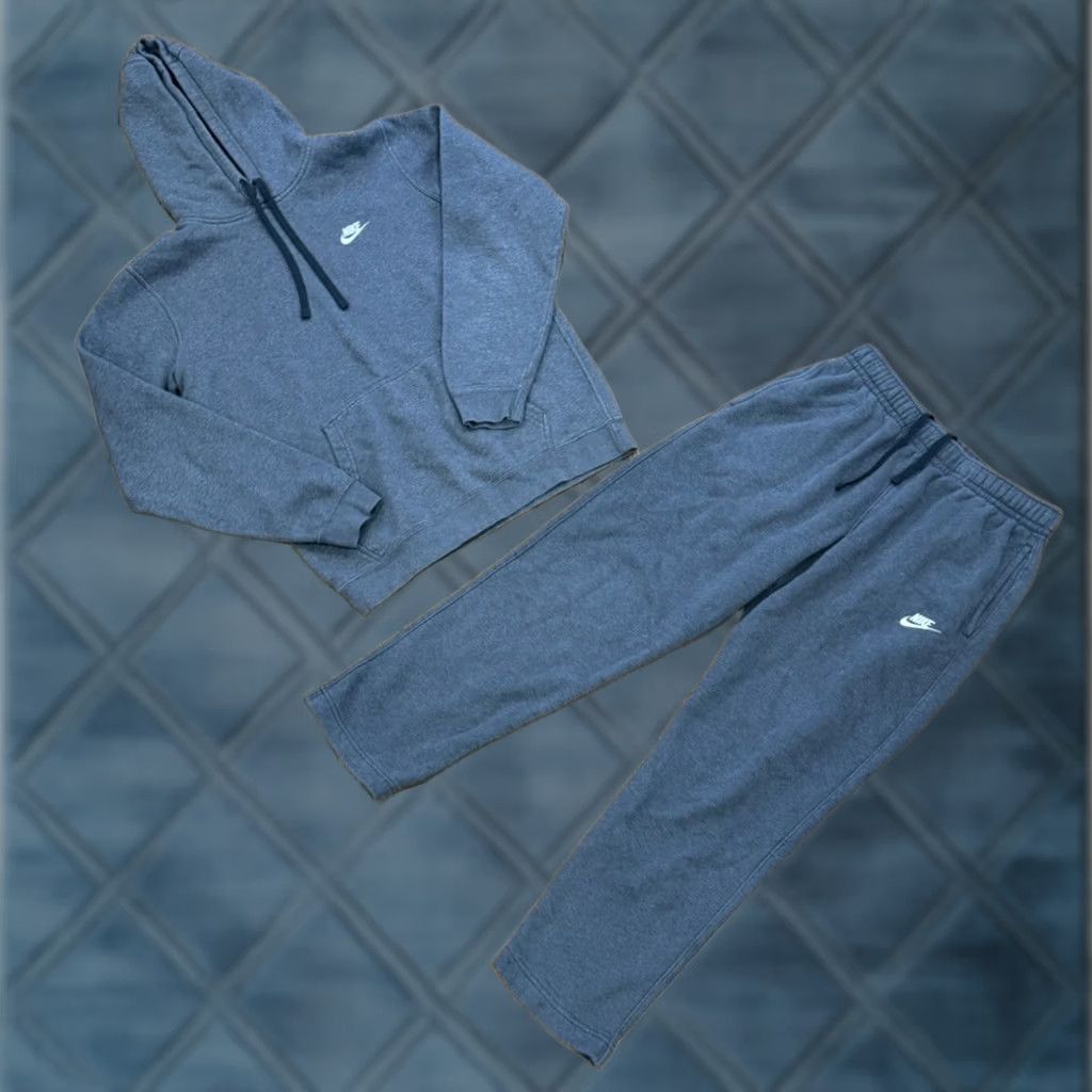 Nike Nike Sportswear Club Fleece Gray Hoodie & Pants Set M Sweatshirt Sweatpants Tracksuit Men Size US M / EU 48-50 / 2 - 1 Thumbnail