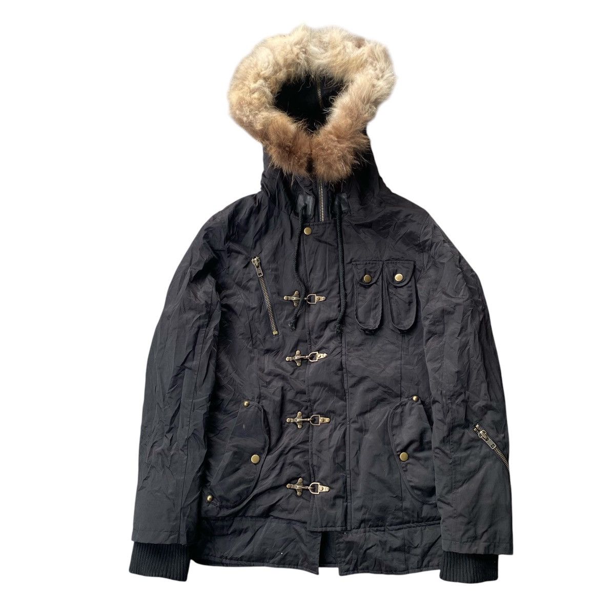 If Six Was Nine Round Trip Bondage Studded Jacket w/ Fur Hoodie Size US L / EU 52-54 / 3 - 1 Thumbnail