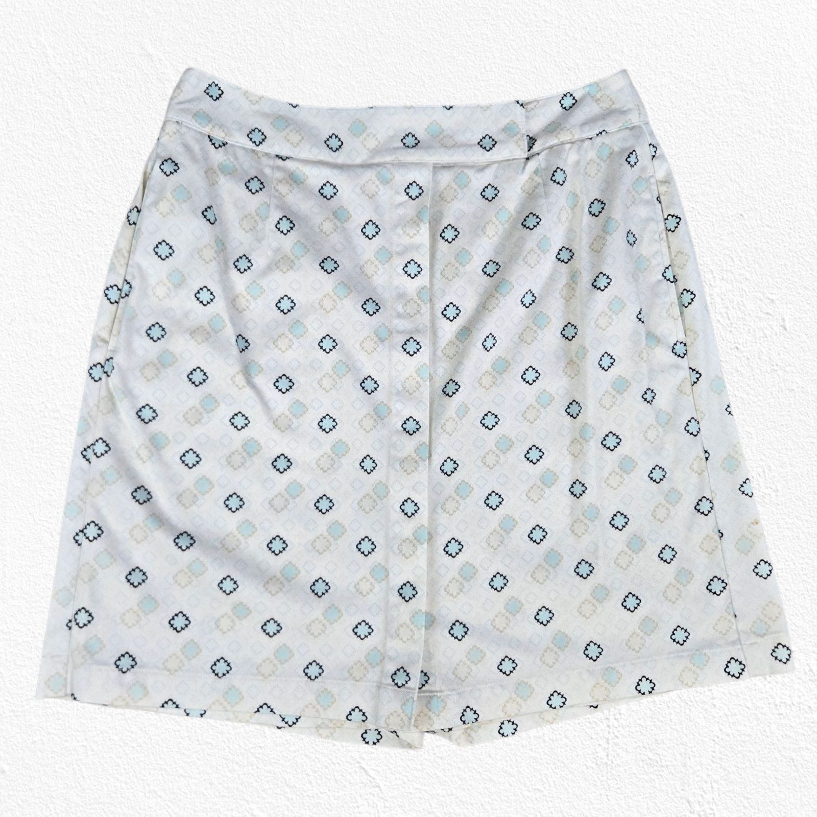 Vintage Y2K White Pastel Geometric Print Skort Size 10 Size 32" / US 10 / IT 46 - 2 Thumbnail
