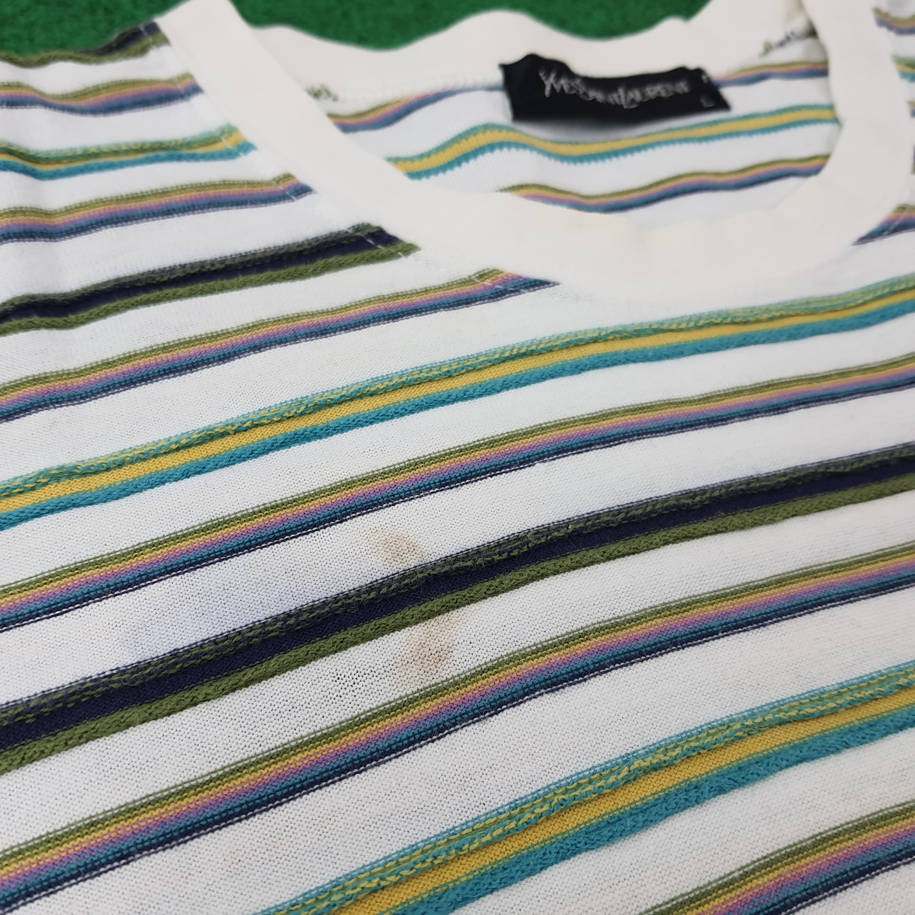 Vintage Yves Saint Laurent Striped Designer Tshirt C259N2