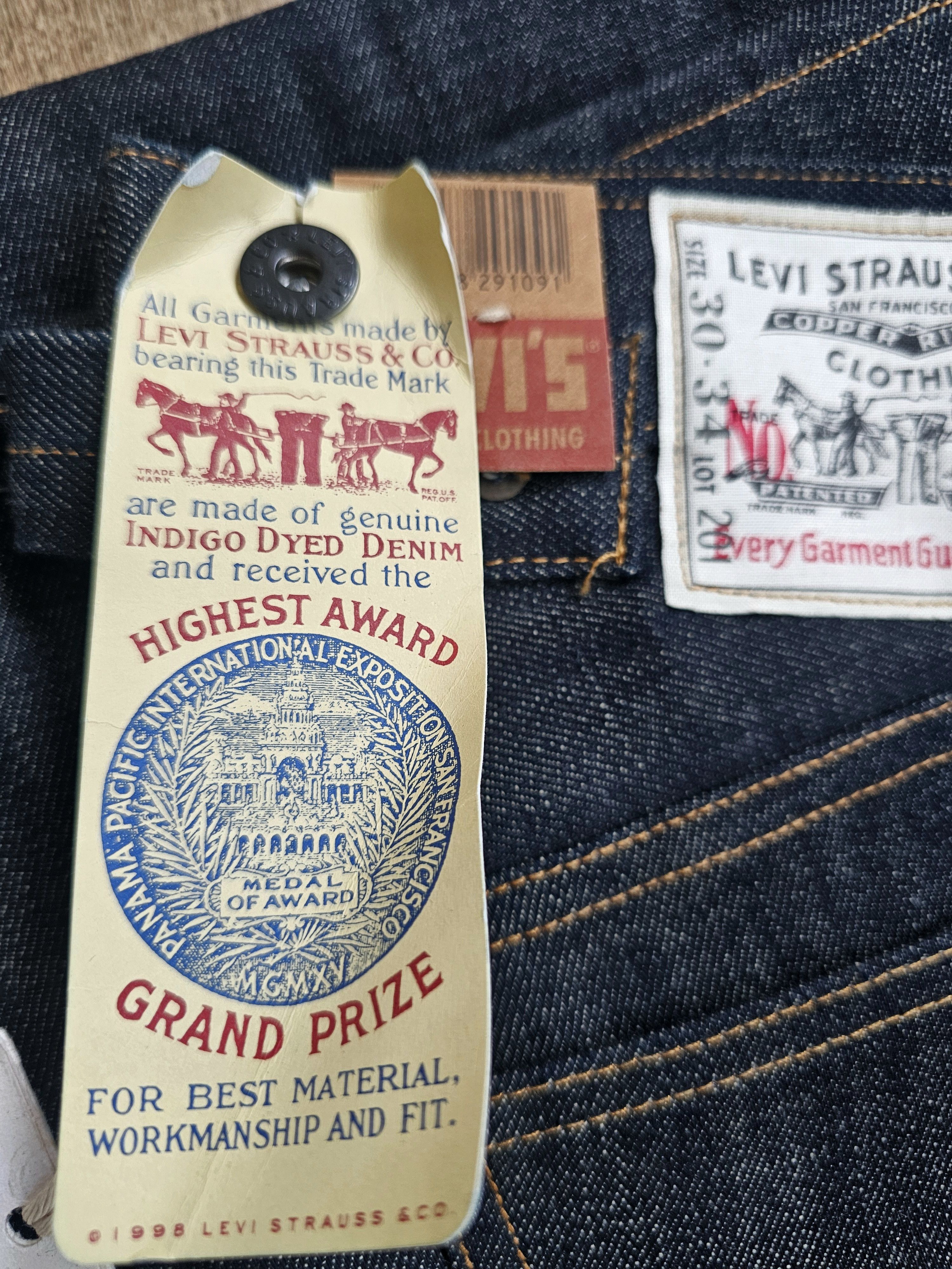 Levi's Vintage Clothing Levi LVC Japan 1920 Rigid 201 NWT 1873 1933 501XX 201XX Size US 30 / EU 46 - 6 Thumbnail