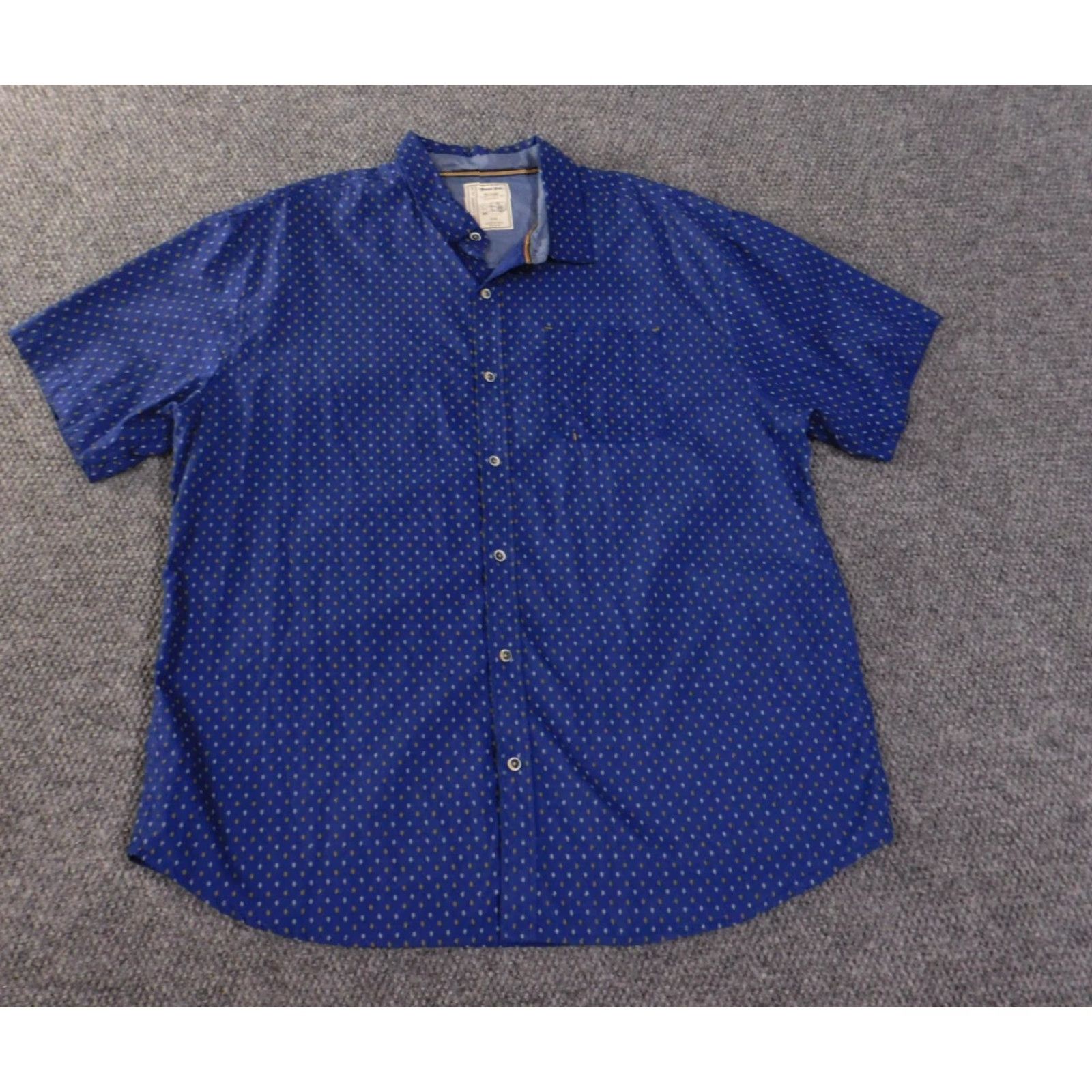 Alexander Julian Alexander Julian Colors Shirt 2XL Blue Mens Geometric Button-Up Casual Twill Cotton Short Sleeve Button-Down Neckline Collar Size US XXL / EU 58 / 5 - 3 Thumbnail