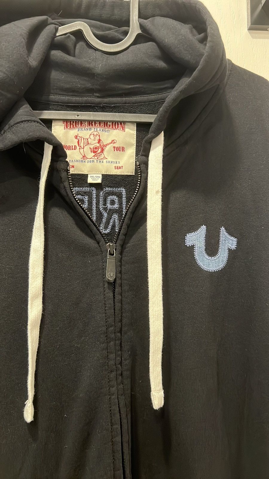 True Religion × Vintage Vintage True Religion black zip up hoodie denim logo (3XL) Size US XXL / EU 58 / 5 - 3 Thumbnail