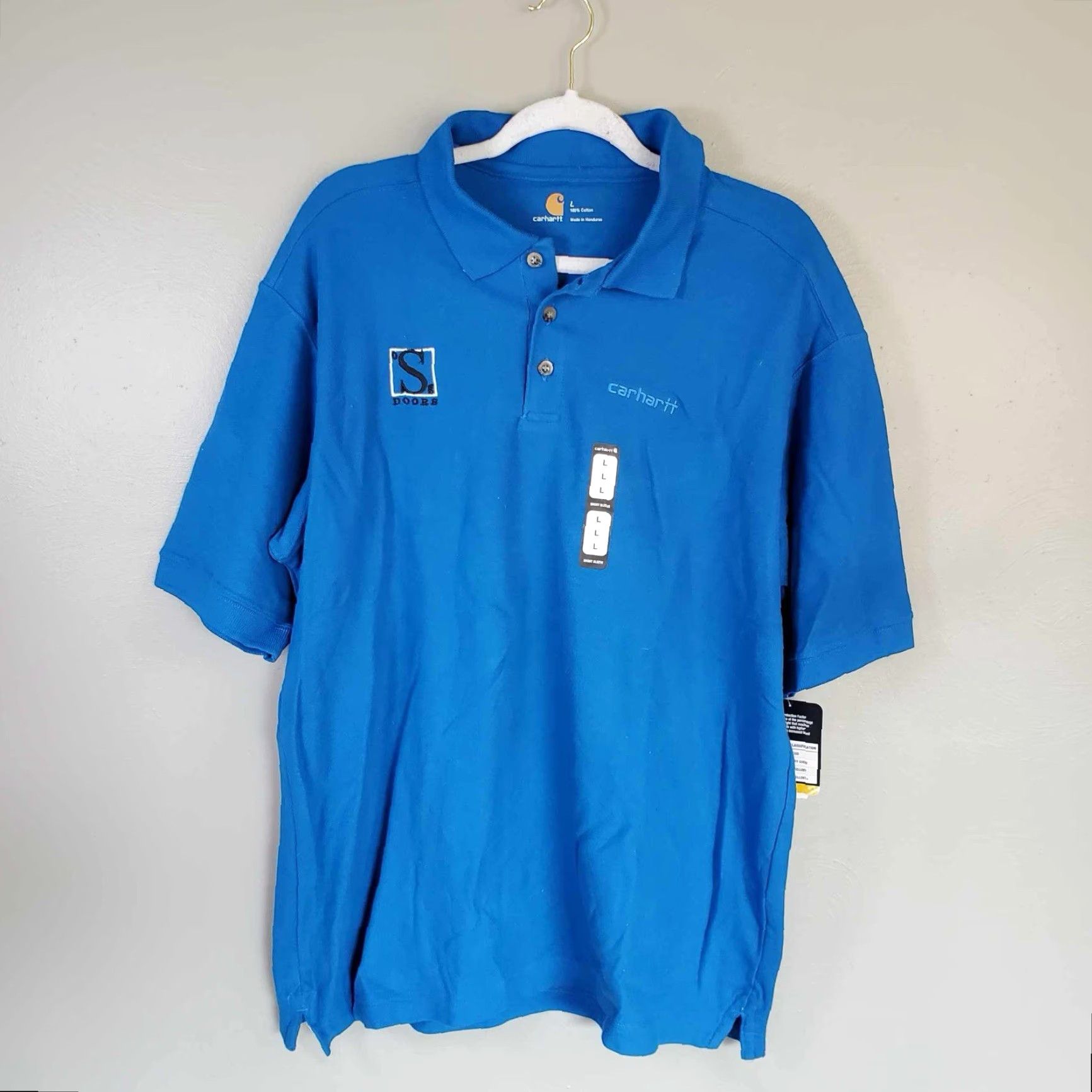 Carhartt VINTAGE Carhartt Polo Short Mens L Blue Embroidered Logo NWT Regular K311TRB Size US L / EU 52-54 / 3 - 3 Thumbnail