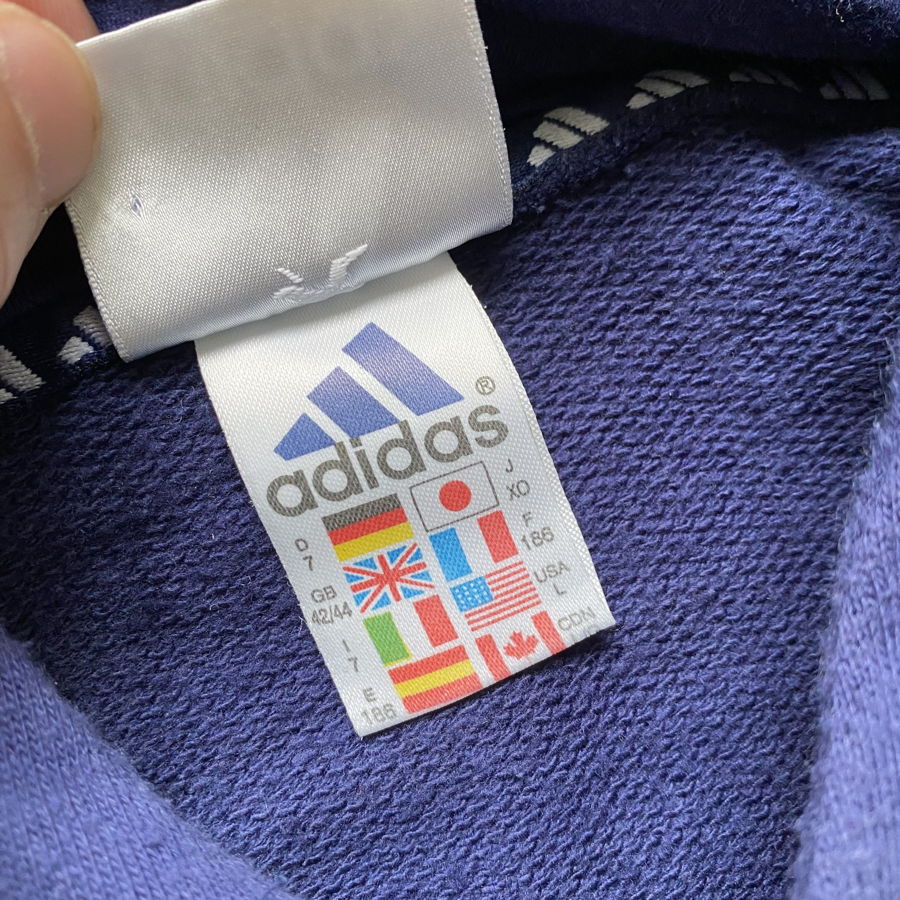 Adidas 🫐 Vintage 90s Adidas hoodie Y2K mini logo Size US L / EU 52-54 / 3 - 8 Thumbnail