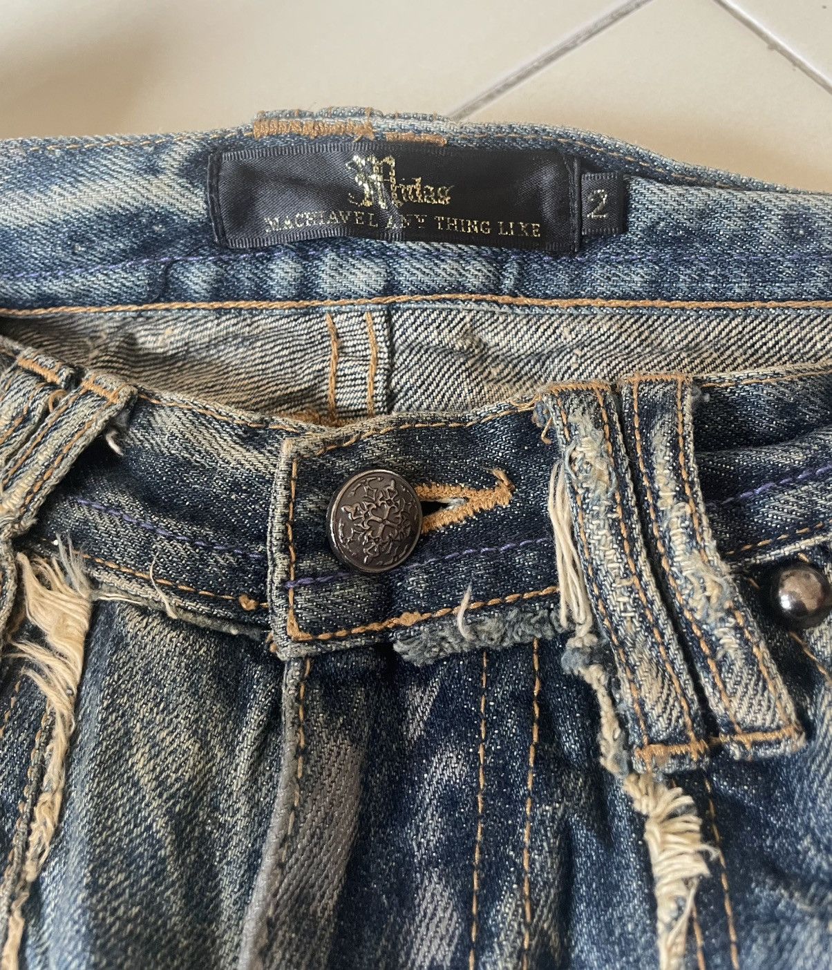 Japanese Brand Midas Multipocket Distressed Flare Jeans Size US 32 / EU 48 - 9 Thumbnail