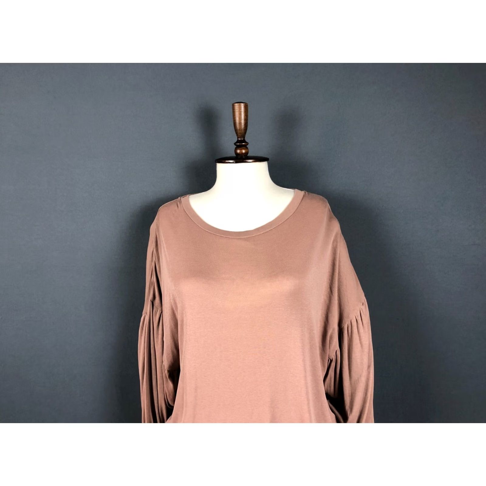 ME+EM ME+EM Blouse Shirt Womens Size S Cotton Brown Bell Sleeve Round Neck 3/4 Sleeve Regular Fit Classic Pattern Size S / US 4 / IT 40 - 4 Thumbnail