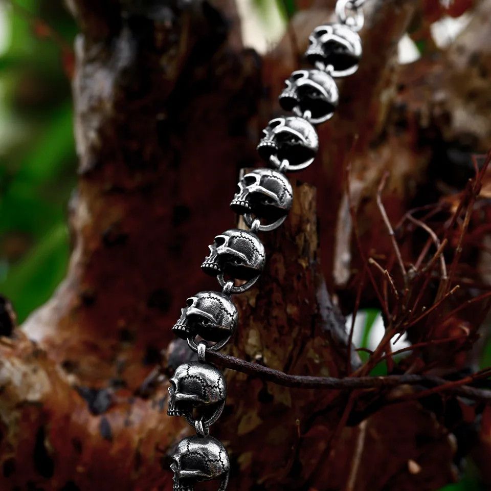 Jewelry Matte Retro Skull Chain Bracelet Size ONE SIZE - 3 Thumbnail