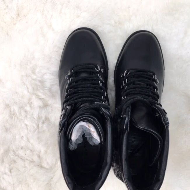 Marc Fisher MARC FISHER Lanzia 3 Leather Bootie Plaid Wool Lace Up Black 6 M BLK New 45 Size US 6 / IT 36 - 5 Thumbnail