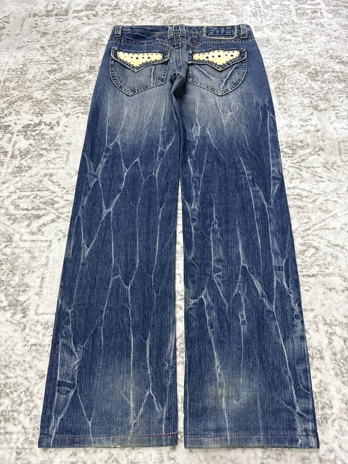 Japanese Brand Vintage Japanese Brand Studded Gemstone Whiskers Jeans Size US 32 / EU 48 - 1 Thumbnail