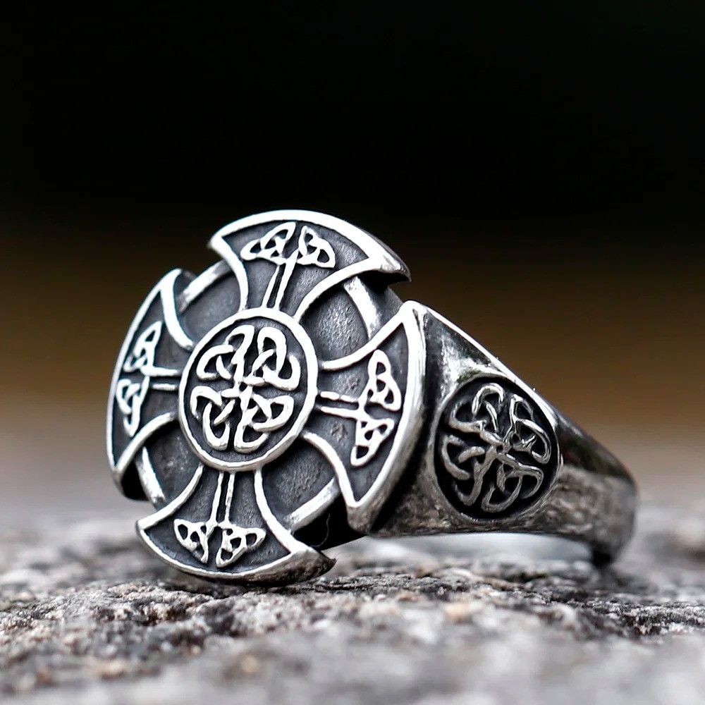 Jewelry Cross Viking Ring Streetwear Jewelry Fashion Gift Size ONE SIZE - 2 Thumbnail