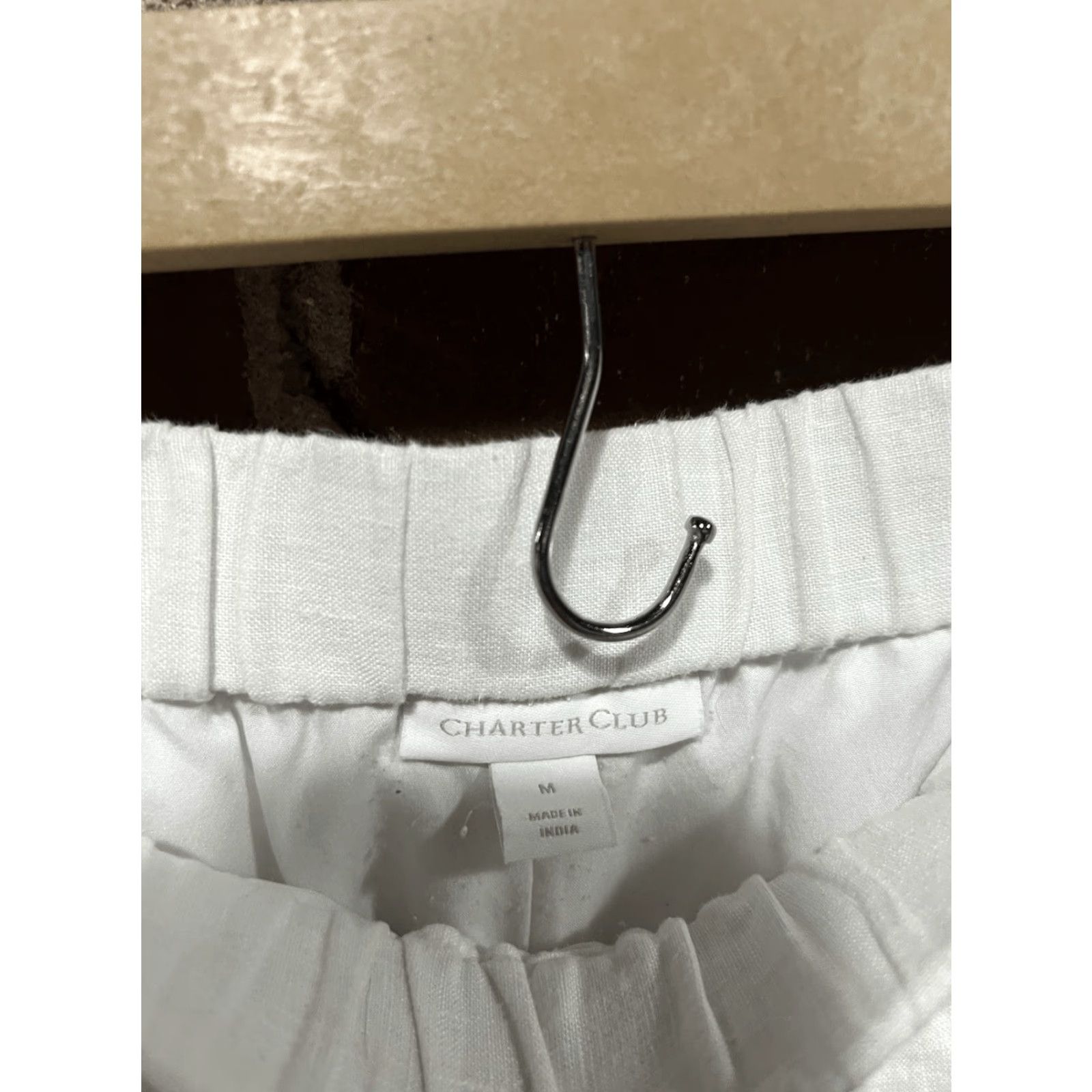 Charter Club Charter Club Womens Cropped Linen Pants White M 29in Inseam Cropped Pants Linen Short City Casual Womens Size 32" / US 10 / IT 46 - 3 Thumbnail