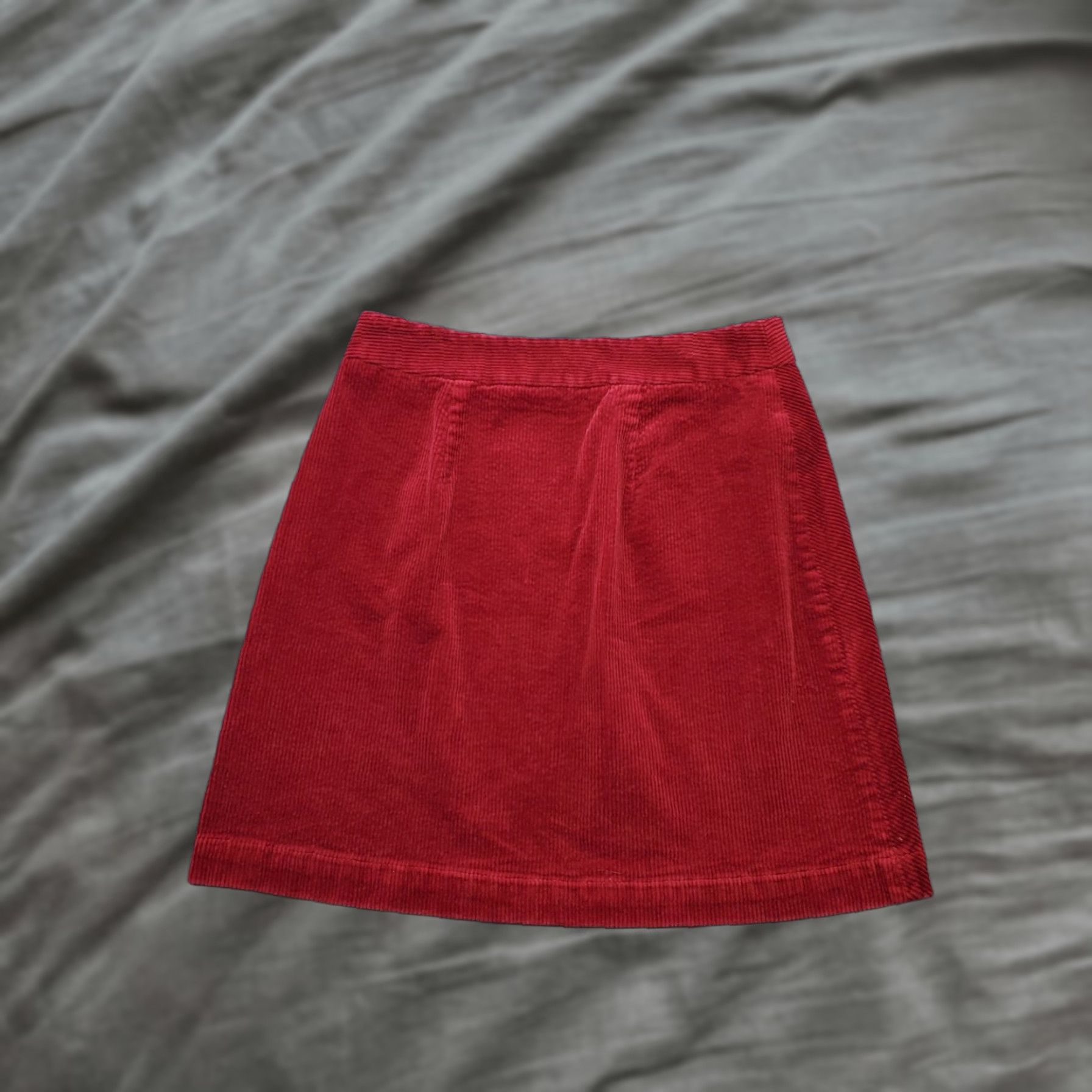 Loft LOFT Womens 2 Red Corduroy A-Line Mini Skirt, Zipper, Pleated, Lined, Stretch, Casual Size 26" / US 2 / IT 38 - 1 Thumbnail