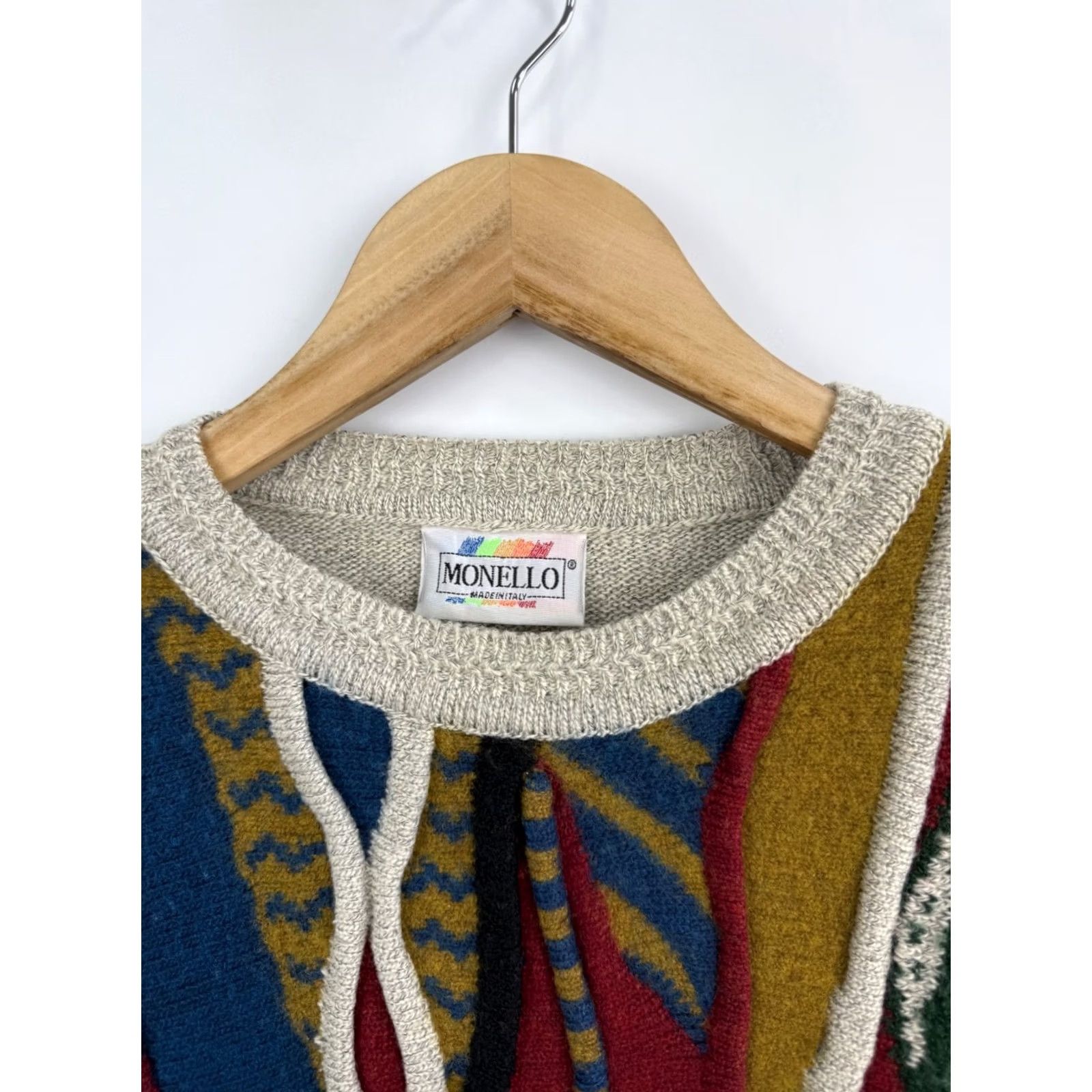 Tonello 🇮🇹 Vintage 90s Monello Sweater Made in Italy Coogi Style Rare Size L/XL Size US L / EU 52-54 / 3 - 5 Thumbnail