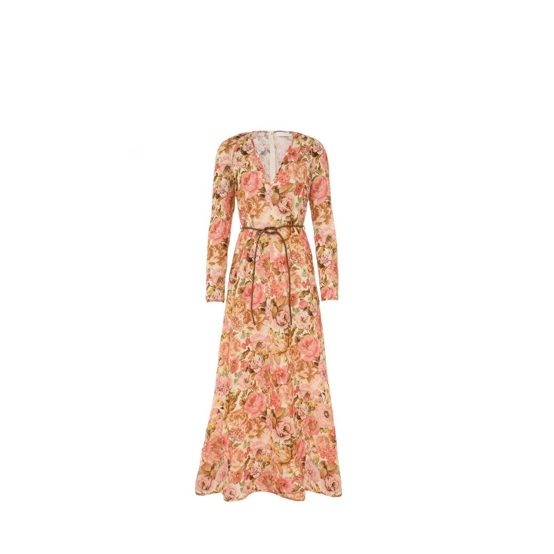 oc11z0525 Plunge Maxi Dress in Multicolor