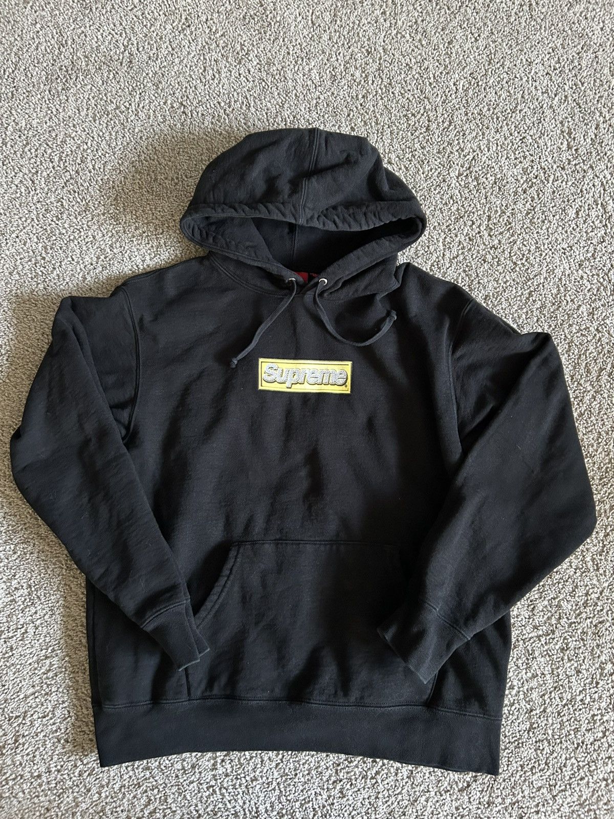 Supreme Bling Box Logo Hooded Sweatshirt Black Size Small