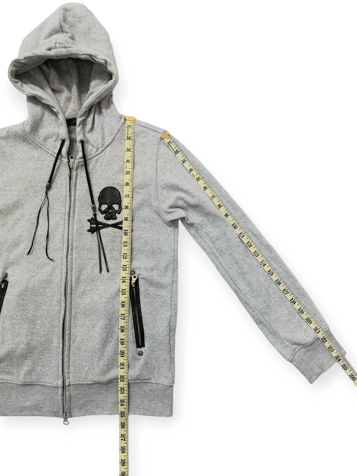 Custom Culture Real Snake Skin Part Skull Hoodie