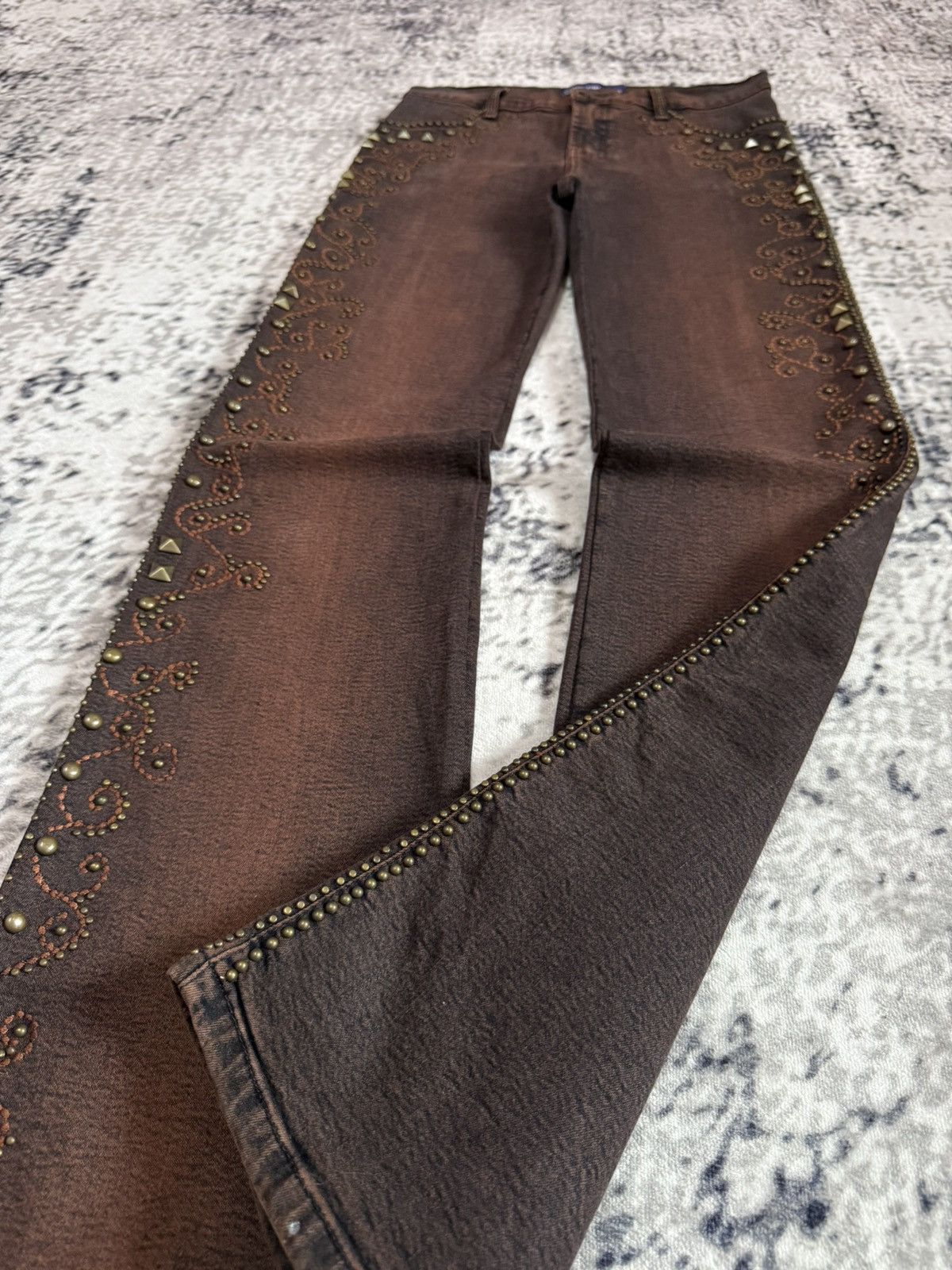 Tornado Mart Tornado Mart Style Embroidery Studded Tribal Flare Jeans Size US 28 / EU 44 - 9 Thumbnail