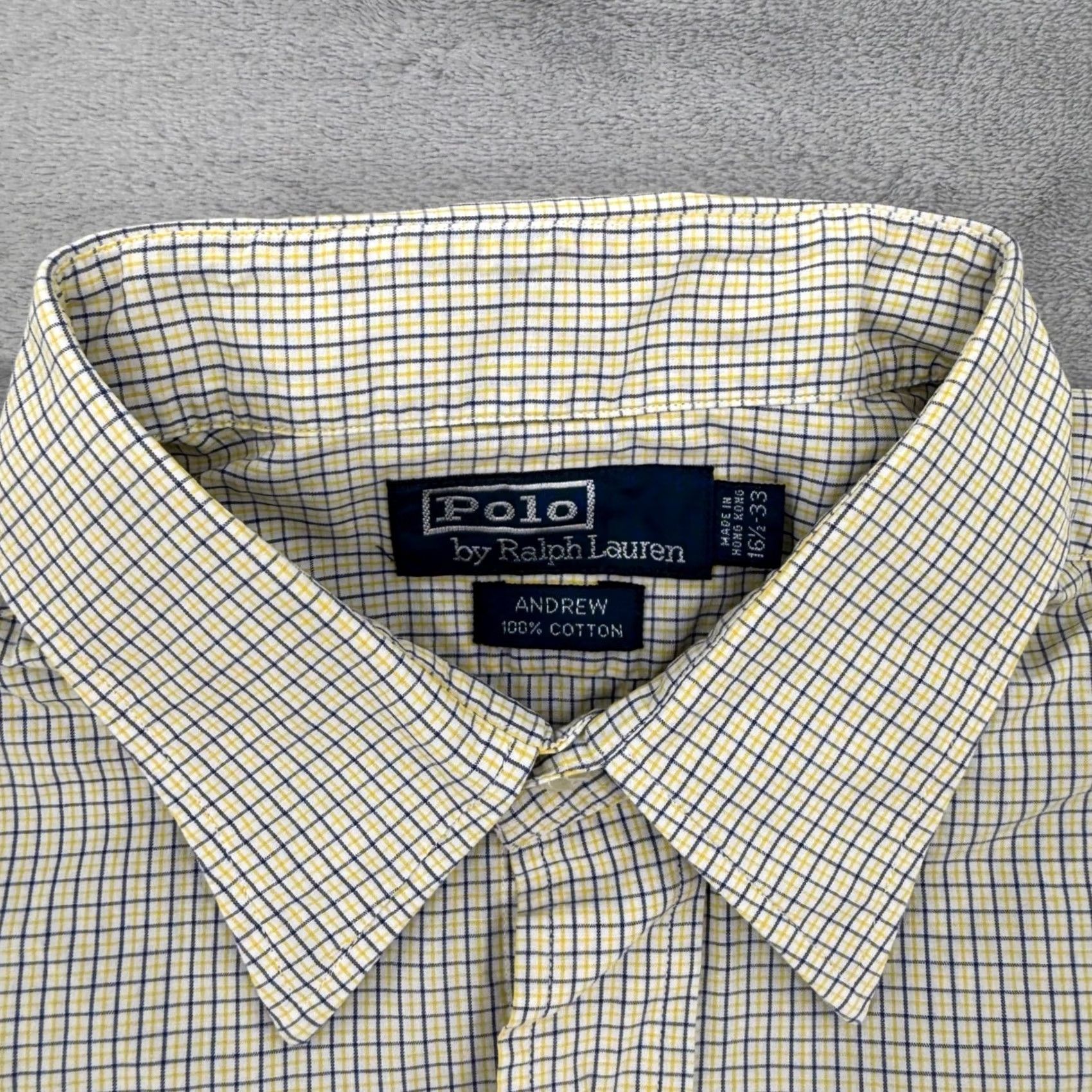 Polo Ralph Lauren Polo Ralph Lauren Andrew Check Button-Down Shirt Cotton Mens Large Yellow Blue Pattern, Button-Down Collar, Long Sleeve, Vintage? No, Regular Fit Size US L / EU 52-54 / 3 - 7 Thumbnail
