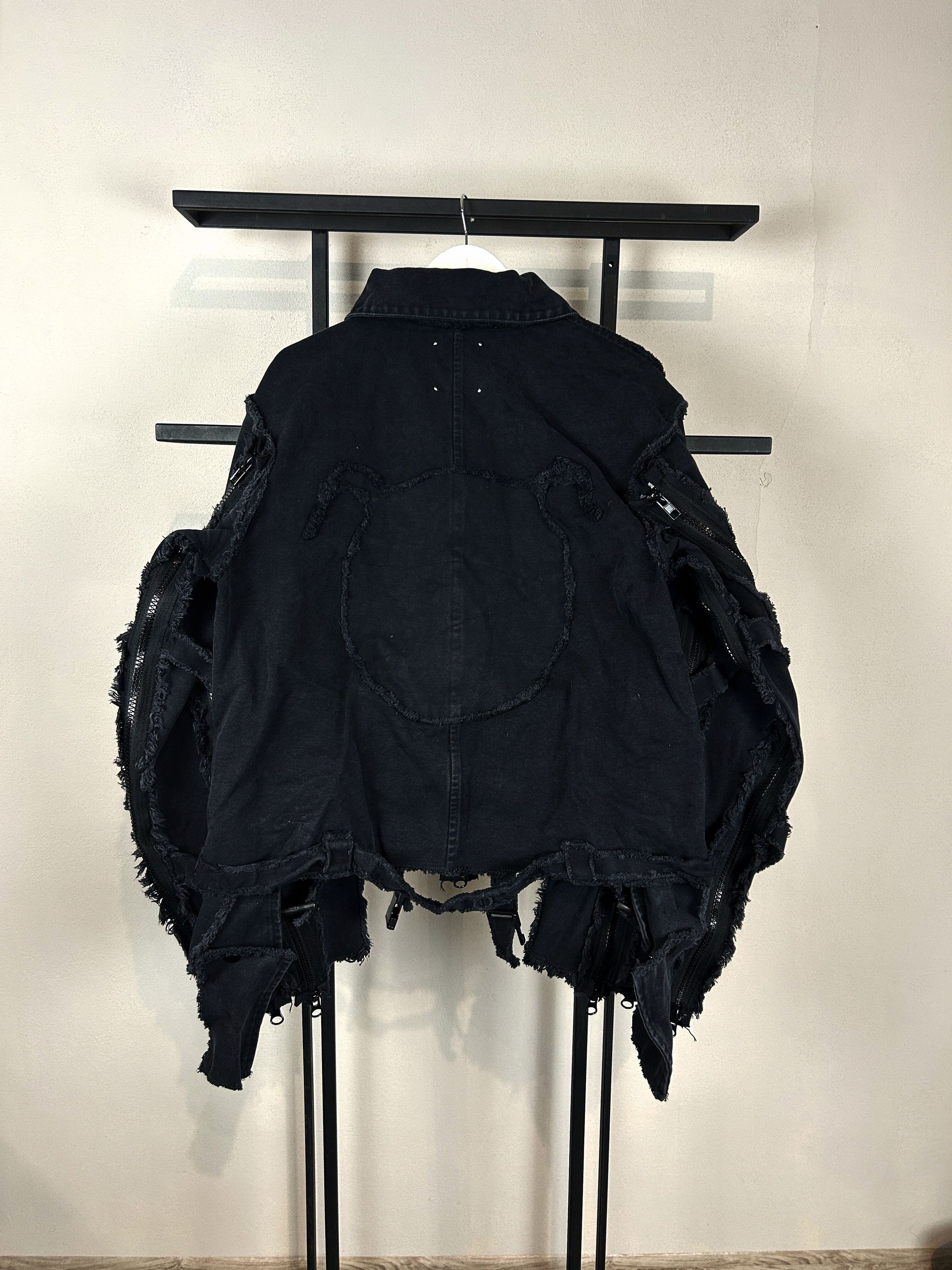 Yohji Yamamoto Distressed Black Cropped Jacket Zip Sleeve Grunge Punk Y2K Size US XL / EU 56 / 4 - 14 Thumbnail
