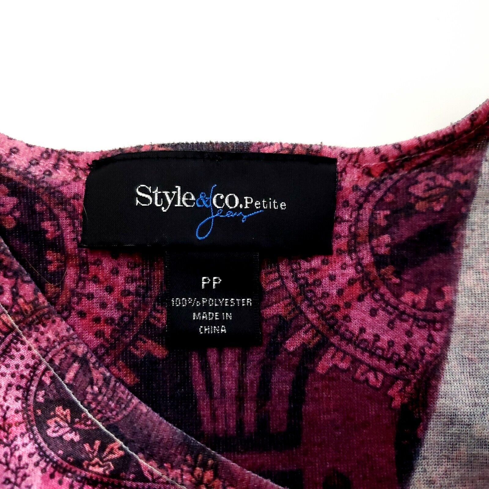 Designer Style & Co. Petite Size PP Purple Design V Neck Button Blous Size XXS / US 00 / IT 34 - 5 Thumbnail