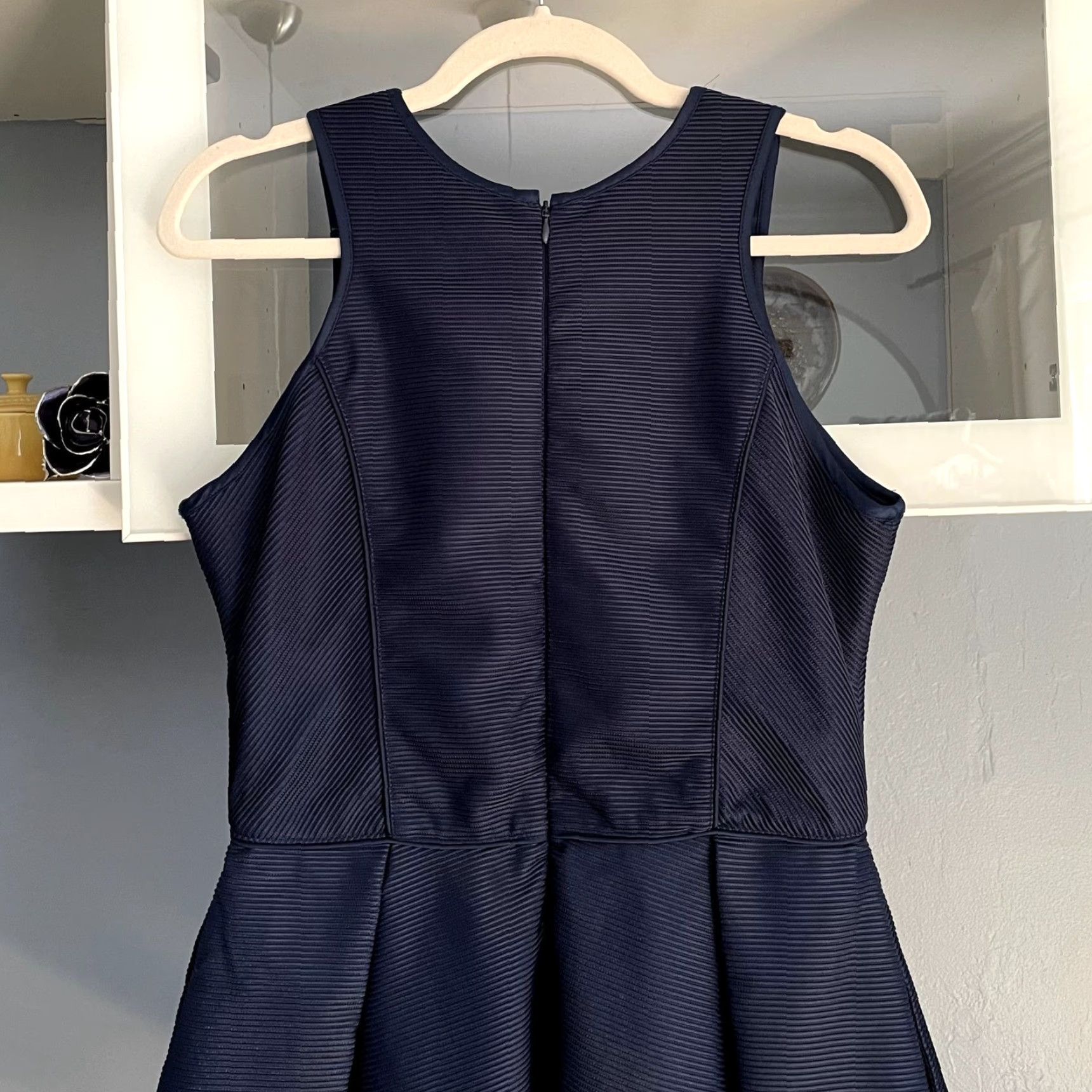 Maje Maje Dress Navy Blue Mini Sleeveless Pockets L Sz L Ribbed Fit & Flare Size L / US 10 / IT 46 - 5 Thumbnail