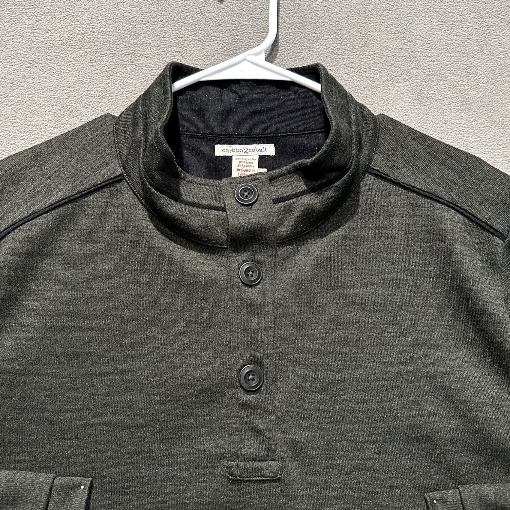 Carbon2Cobalt Carbon 2 Cobalt Sweater Mens Large Green Henley Knit Pullover Long Sleeve EUC Size US L / EU 52-54 / 3 - 3 Thumbnail