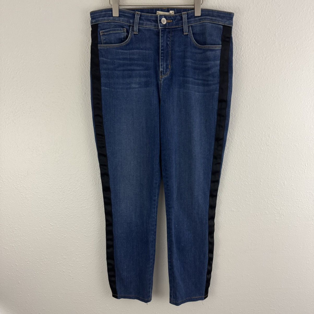 L'AGENCE L’AGENCE Dark Neptune Wash Margot Black Tuxedo Stripe Jeans Size 30" / US 8 / IT 44 - 2 Thumbnail