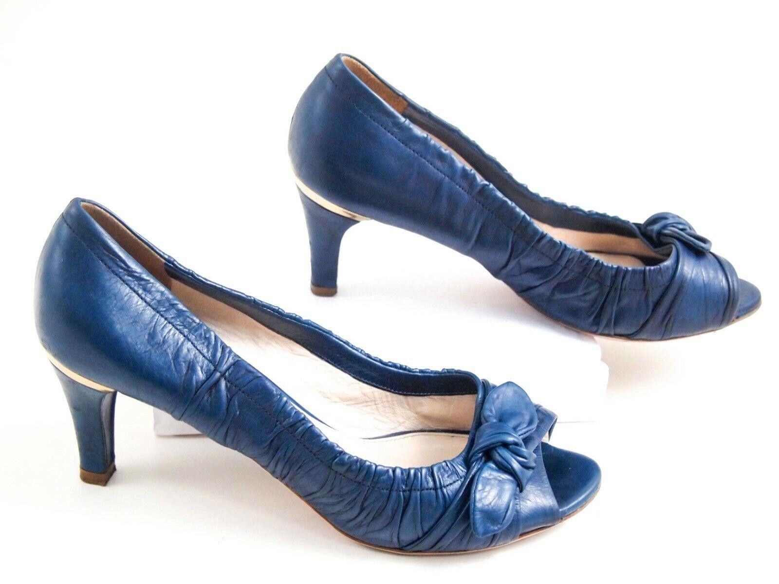 Prada Prada Mid Heel Pumps Blue Leather Womens US 7.5 EU 37.5 Size US 7.5 / IT 37.5 - 2 Thumbnail