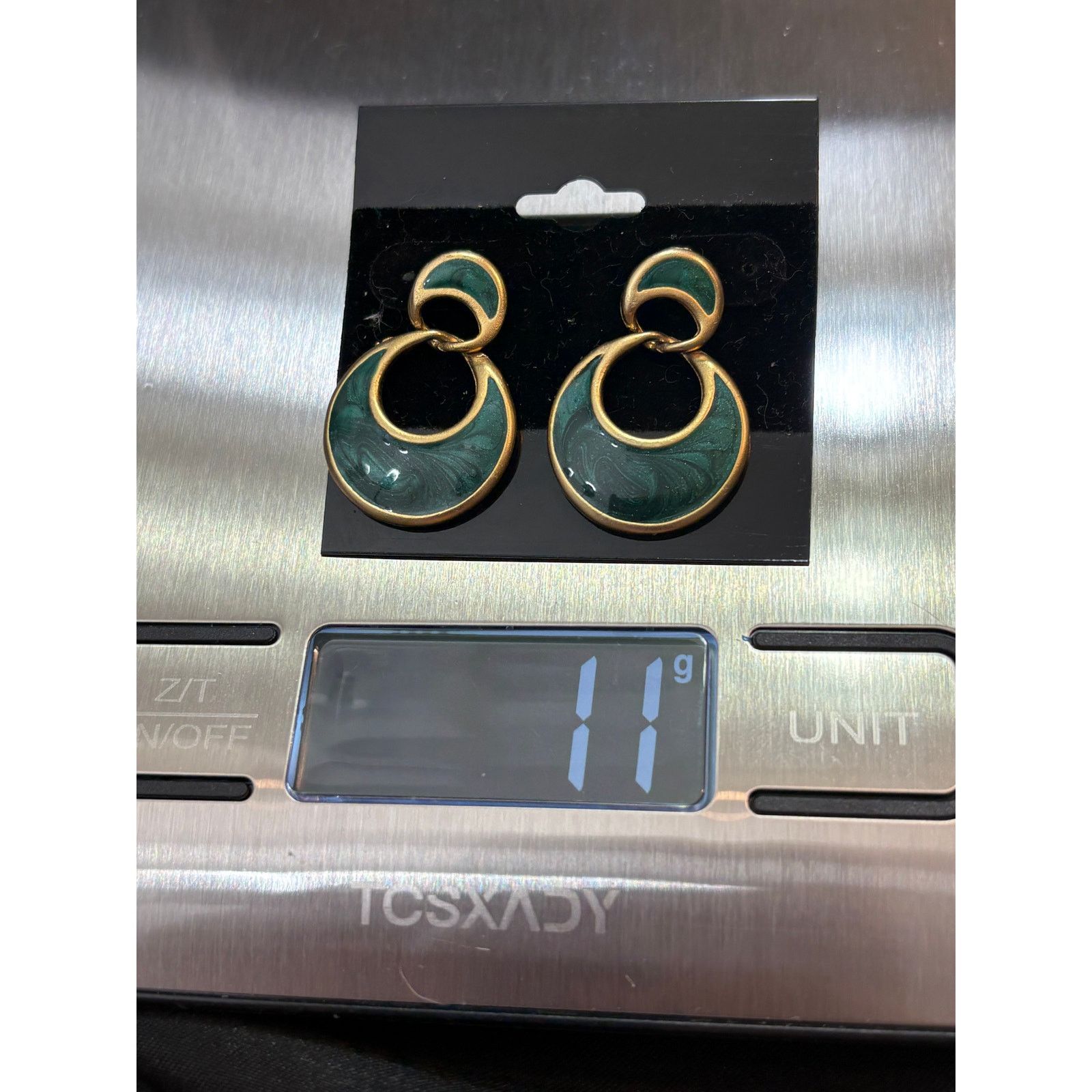 Other Vintage Green Enamel Double Hoop Drop Earrings Gold Tone Size ONE SIZE - 6 Thumbnail
