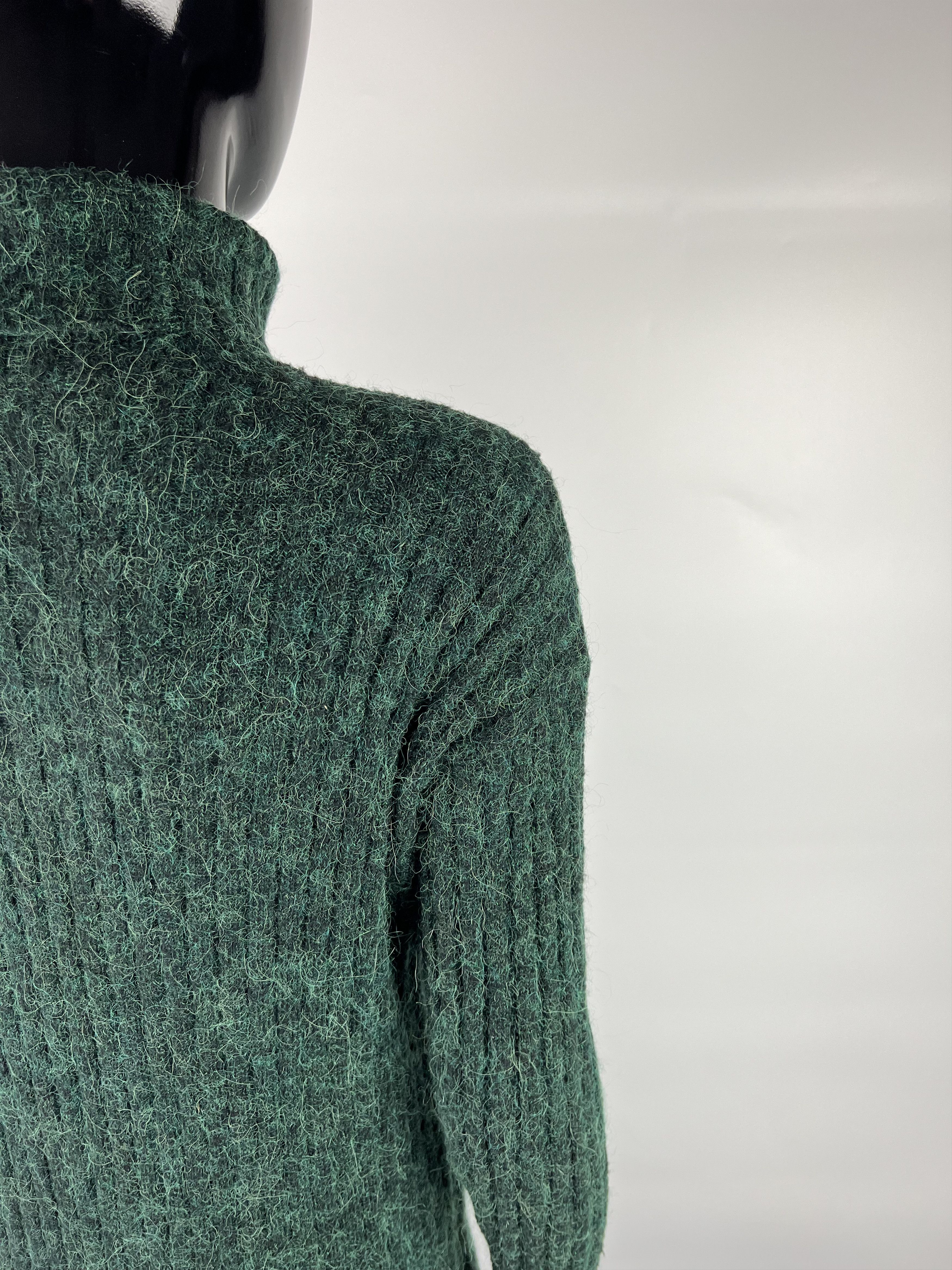 Designer Mbym Green Alpaca Long Sleeve Dress Size XS/S Size XS / US 0-2 / IT 36-38 - 4 Thumbnail