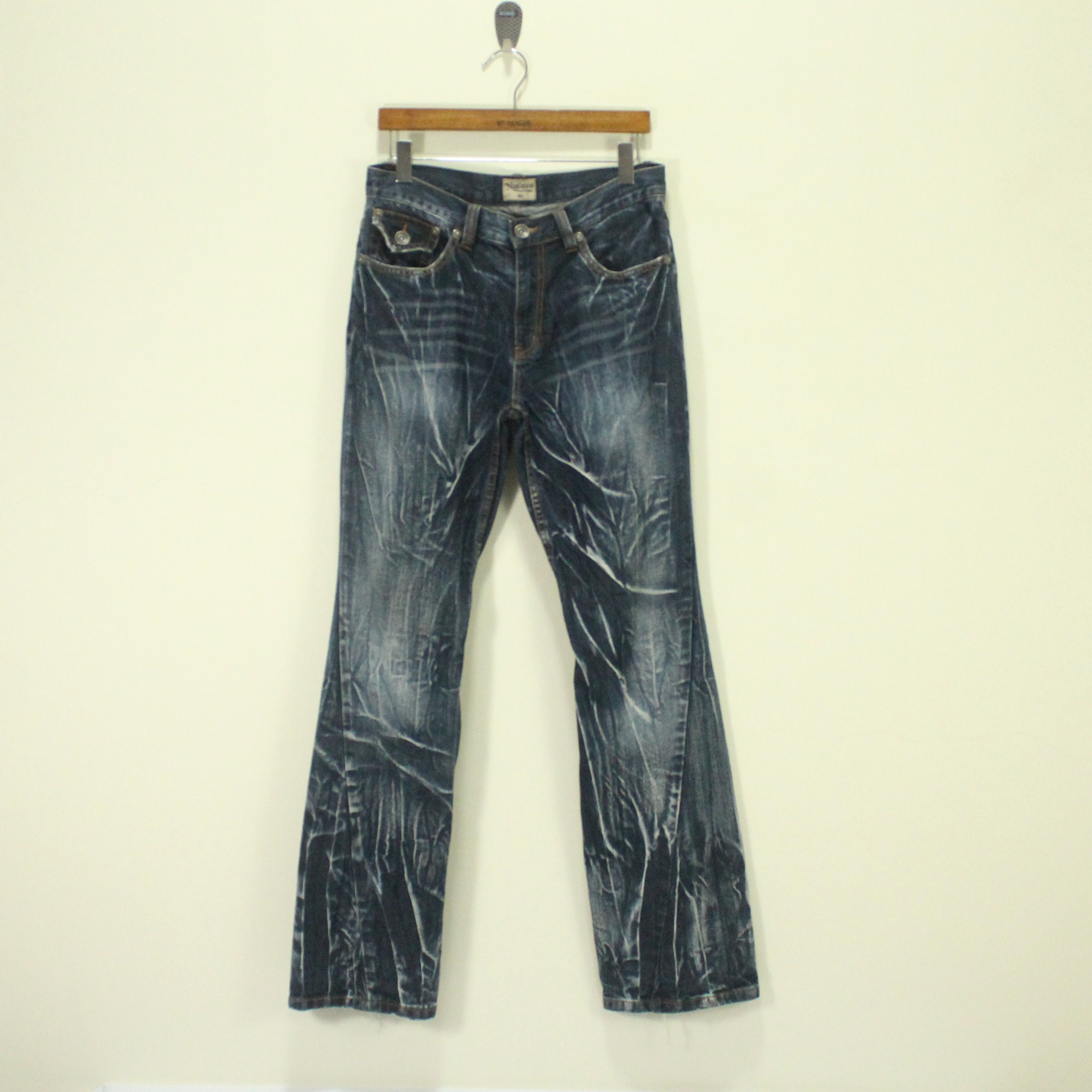 Japanese Brand Flared 🔥 NYLAUS Clothing Denim Spiral Cut Claw Mark Denim Size US 32 / EU 48 - 3 Thumbnail