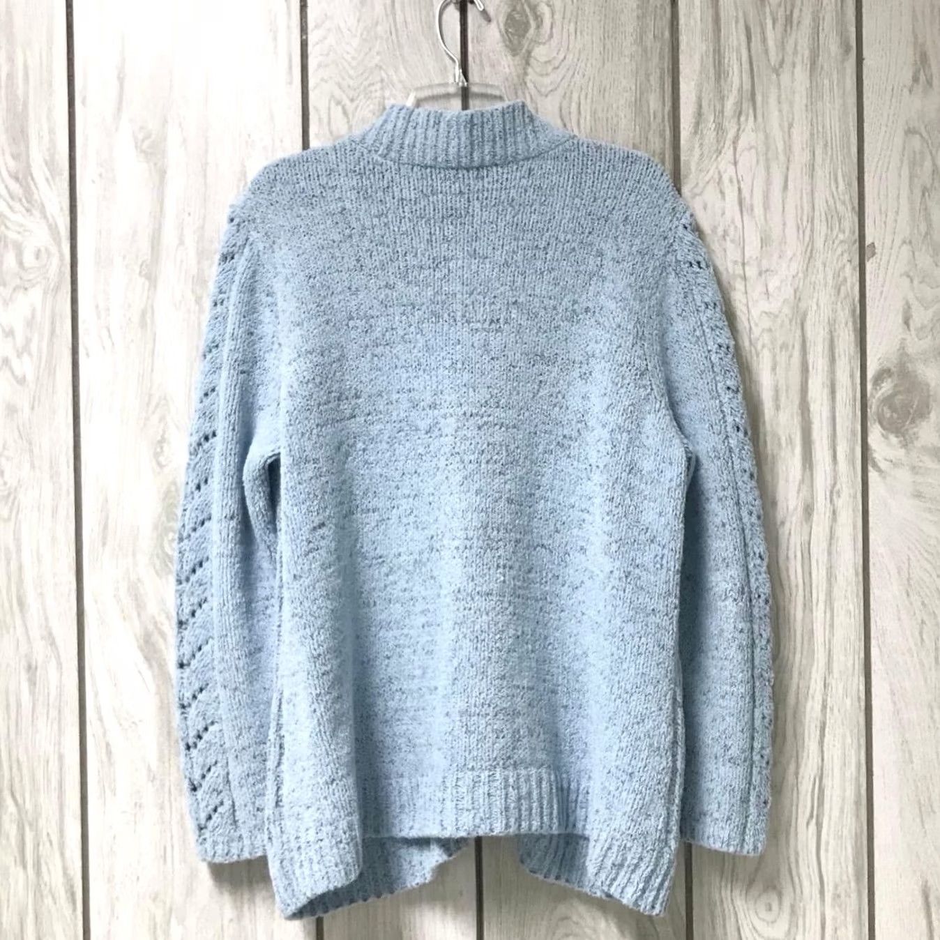 Vintage Christopher & Banks Women Sky Blue Wash Pointelle Button-Up Cardigan Sweater 1X Size XL / US 12-14 / IT 48-50 - 3 Thumbnail