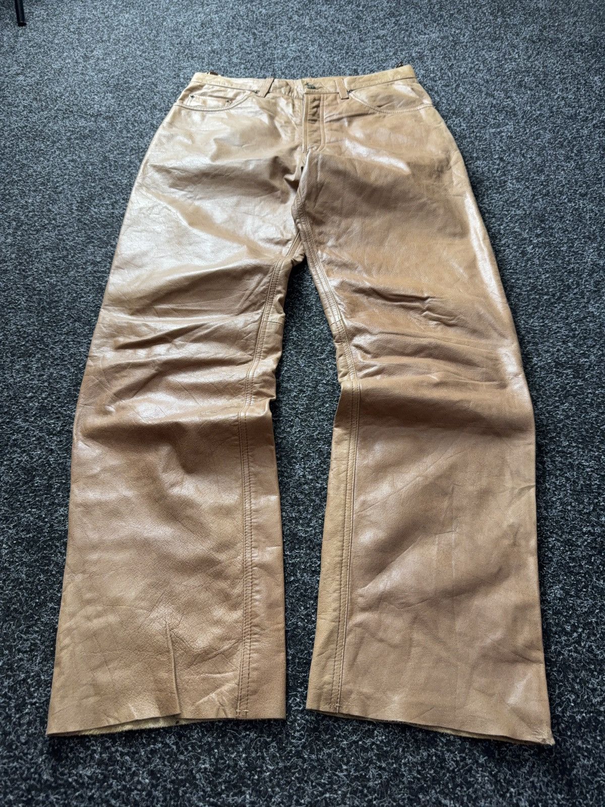 Genuine Leather 00s Leather Biker MOTO Rock Punk Cowboy Chrome Style Pants Size US 31 - 1 Thumbnail