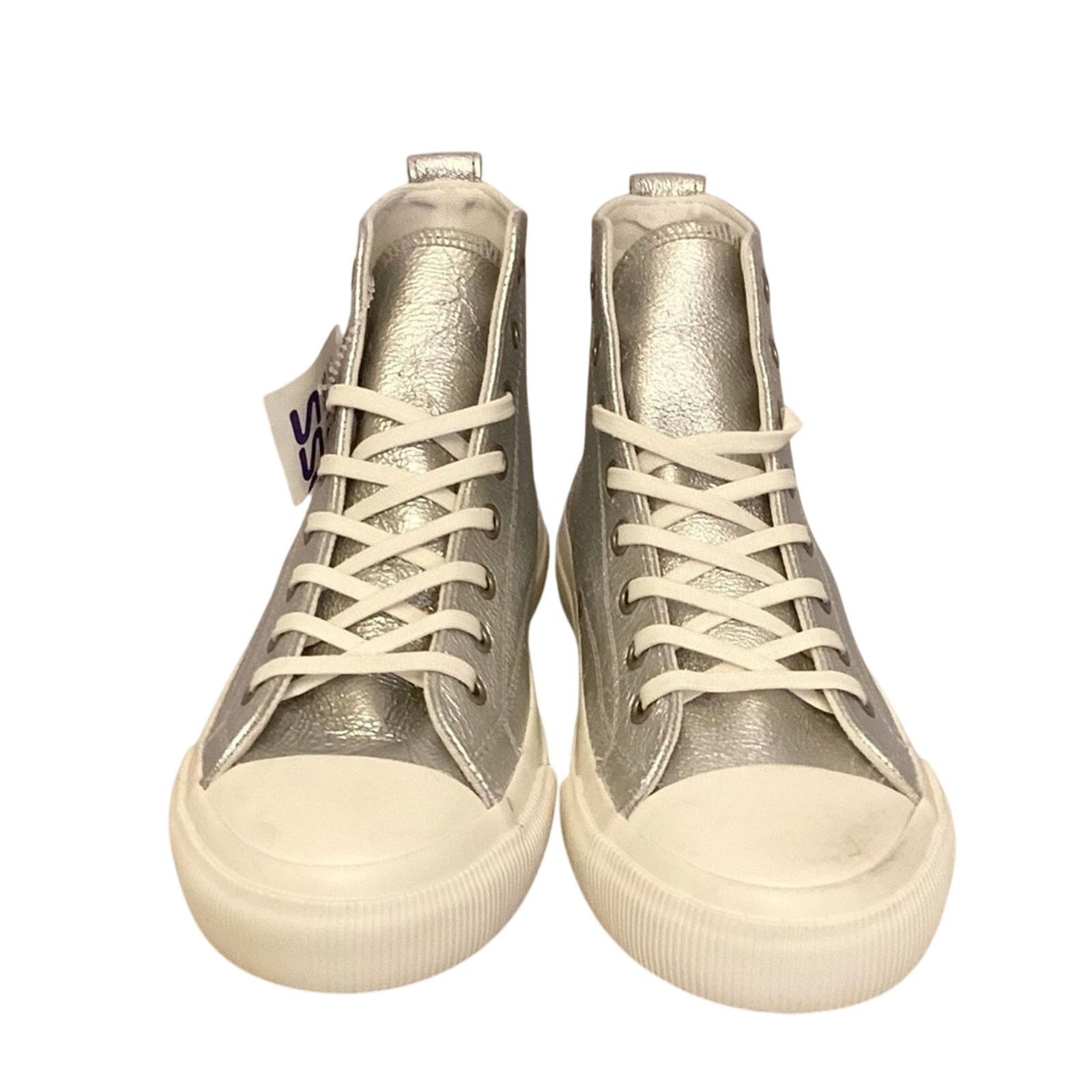 P.F. Flyers P.F. Flyers Silver and White High-Top Sneakers Size US 8 / IT 38 - 1 Thumbnail