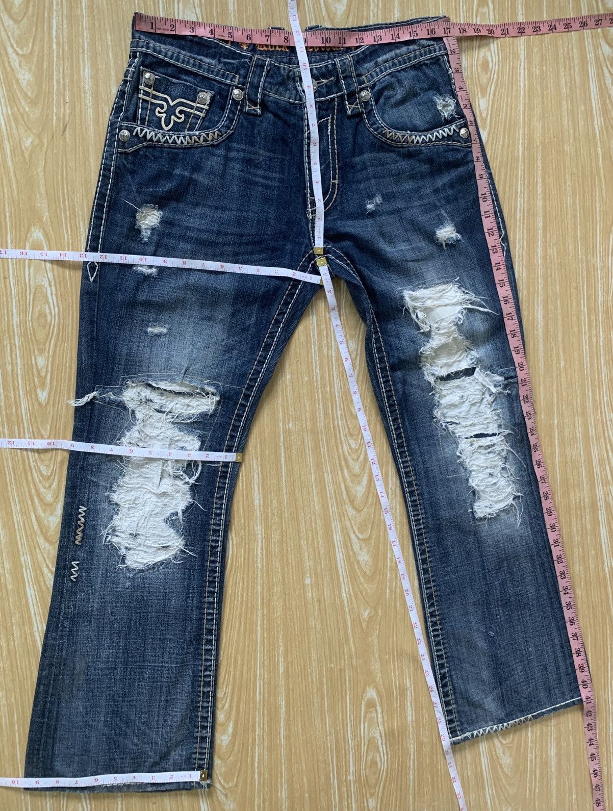 Rock Revival Rare.. Distressed Rock Revival Slim Boot Flare Jeans Pants Size US 34 / EU 50 - 20 Thumbnail