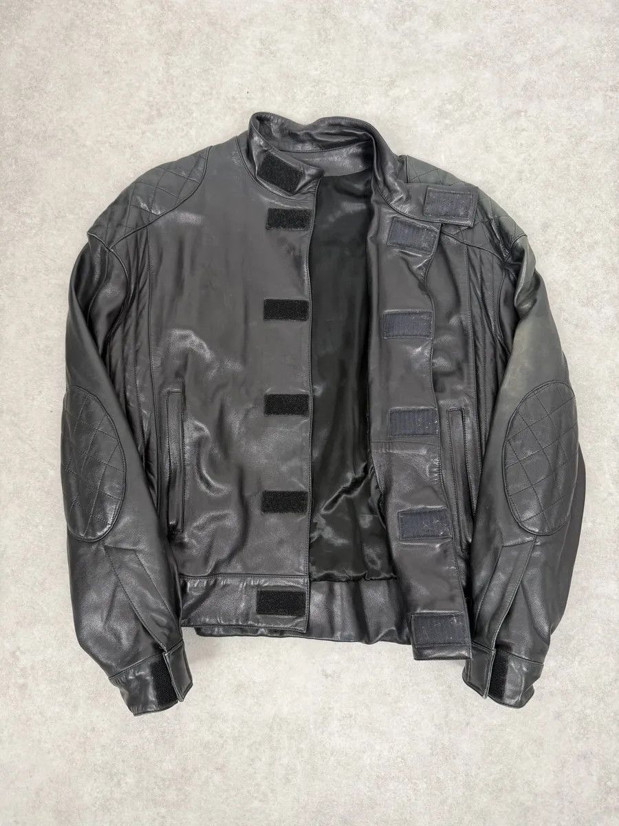 Claude Montana 1990s Claude Montana Black Padded Biker Leather Jacket Size US M / EU 48-50 / 2 - 7 Thumbnail