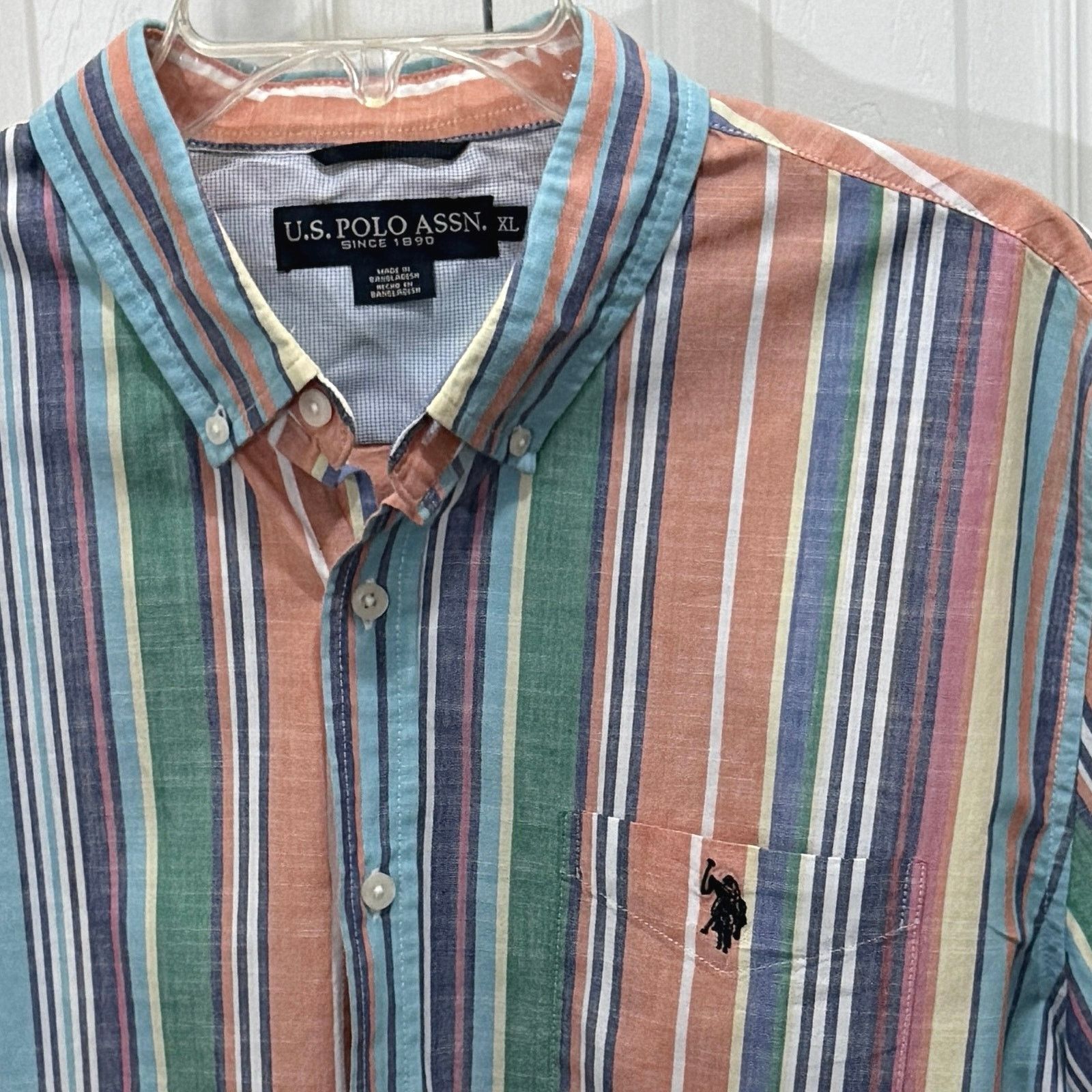U.S. Polo Assn. US Polo Assn men's XL short- slv button-down multicolor pony Size US XL / EU 56 / 4 - 3 Thumbnail
