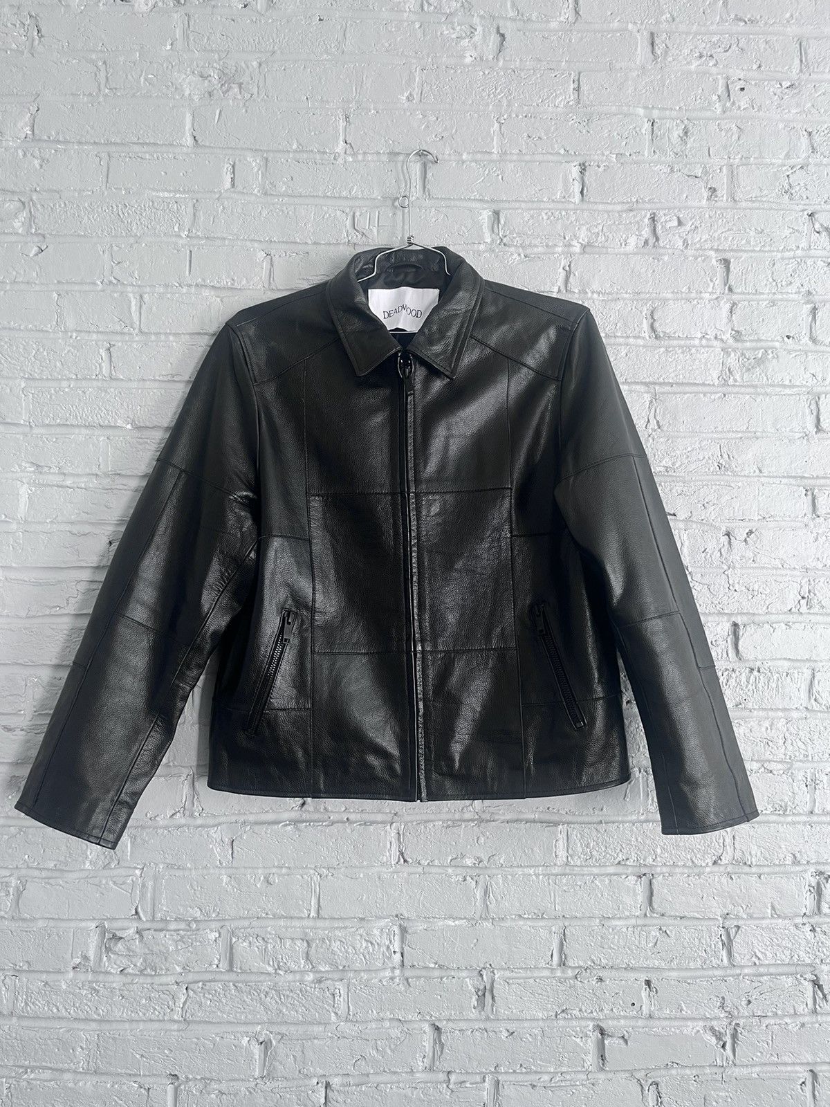 image of Deadwood Patch Leather Jacket in Black, Men's (Size XL)
