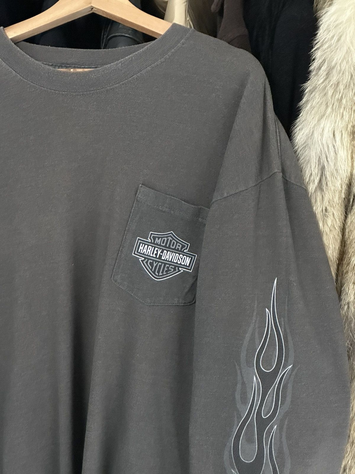Harley Davidson × Vintage Flame Sleeve Liberty Statue 1998 Longsleeve Size US XL / EU 56 / 4 - 5 Thumbnail