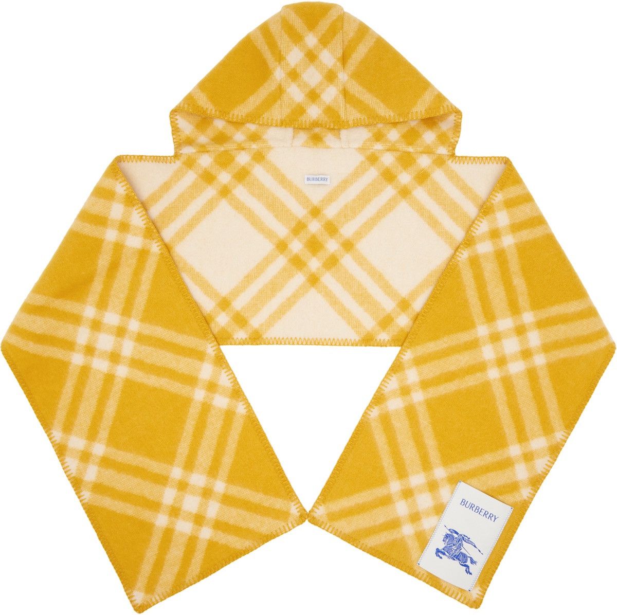 Burberry $1300 Yellow Check Hooded Wool Scarf Size ONE SIZE - 1 Thumbnail
