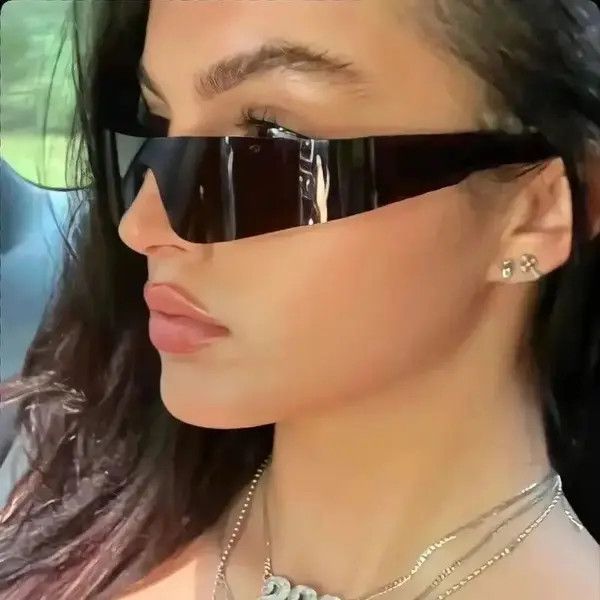 Electric Visual One Piece Flat Top Y2K Rimless Unisex Sunglasses Size ONE SIZE - 1 Thumbnail