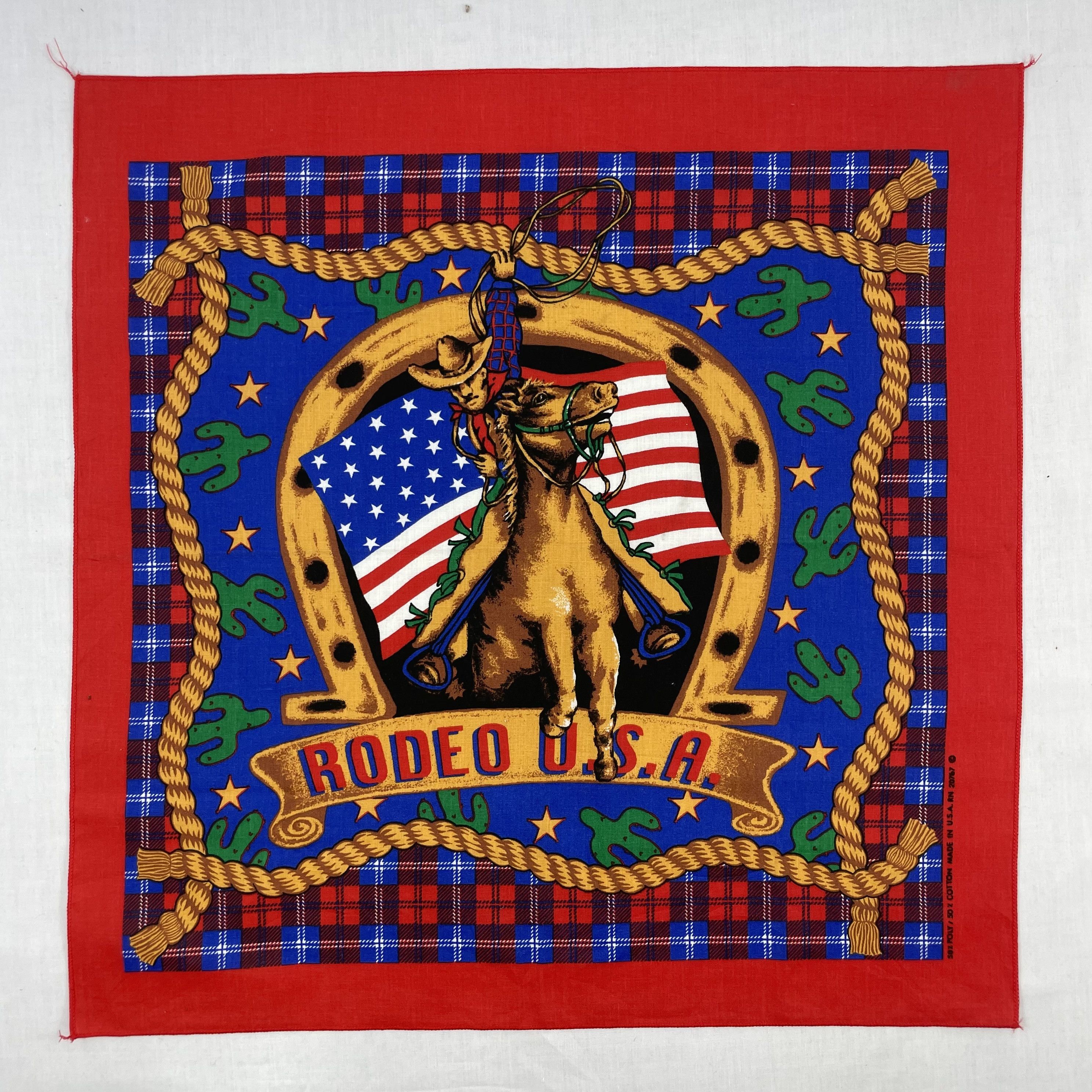 Vintage Vintage Cowboy Bandana Handkerchief Neckerchief H129N Size ONE SIZE - 1 Thumbnail